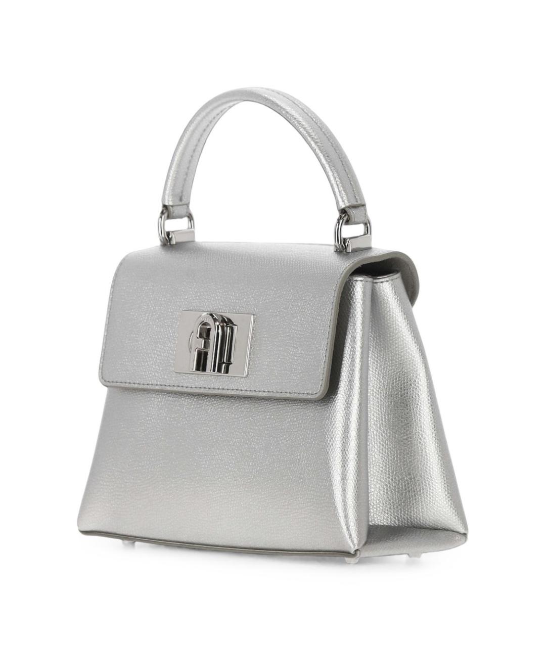 FURLA Серебряная кожаная сумка с короткими ручками, фото 2