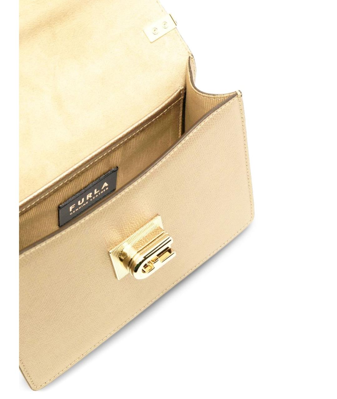 FURLA Золотая кожаная сумка через плечо, фото 4