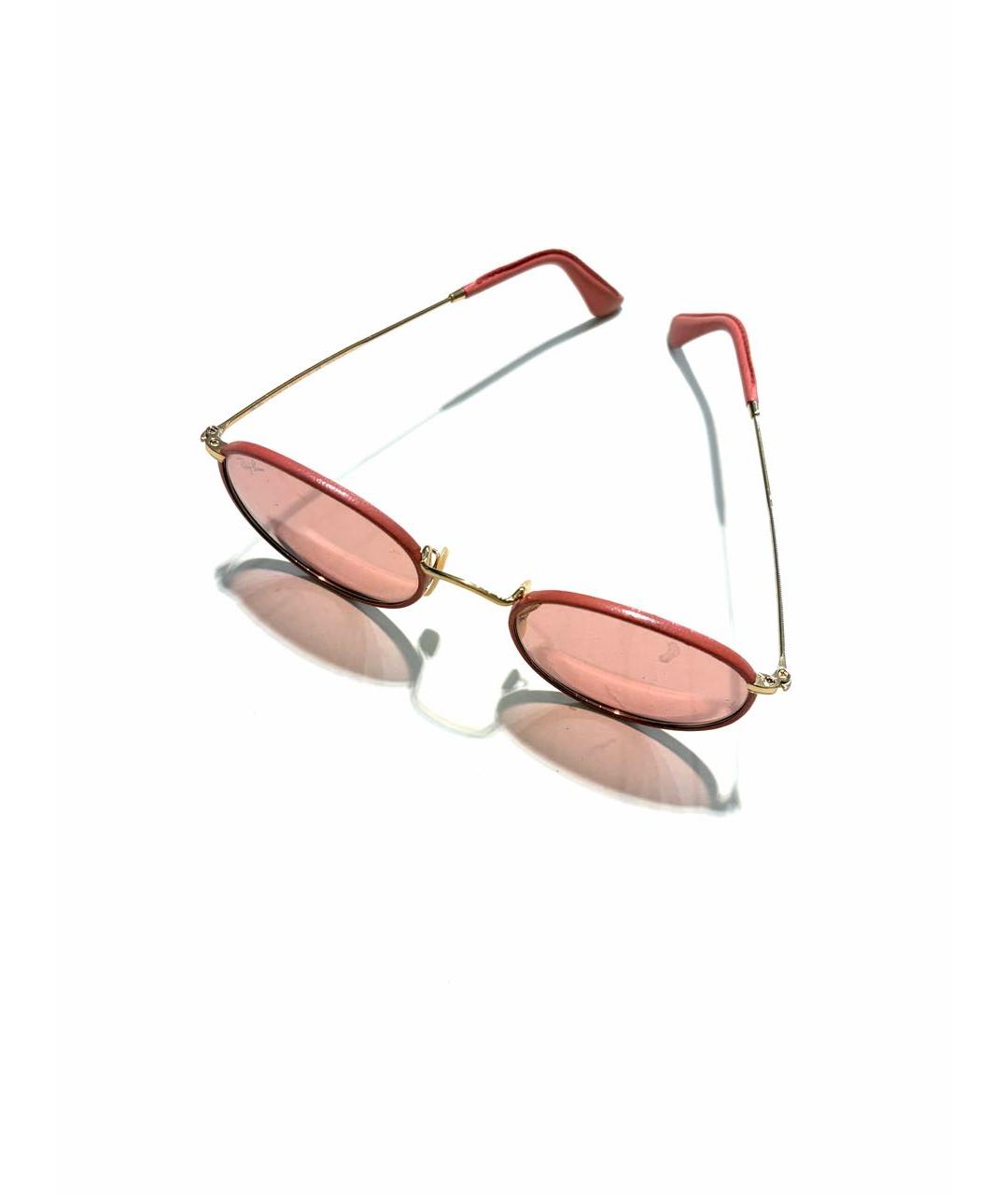 RAY BAN Розовые металлические солнцезащитные очки, фото 5