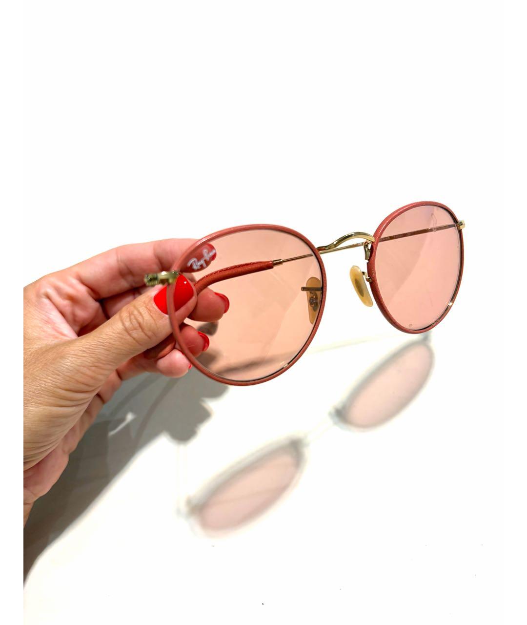 RAY BAN Розовые металлические солнцезащитные очки, фото 3