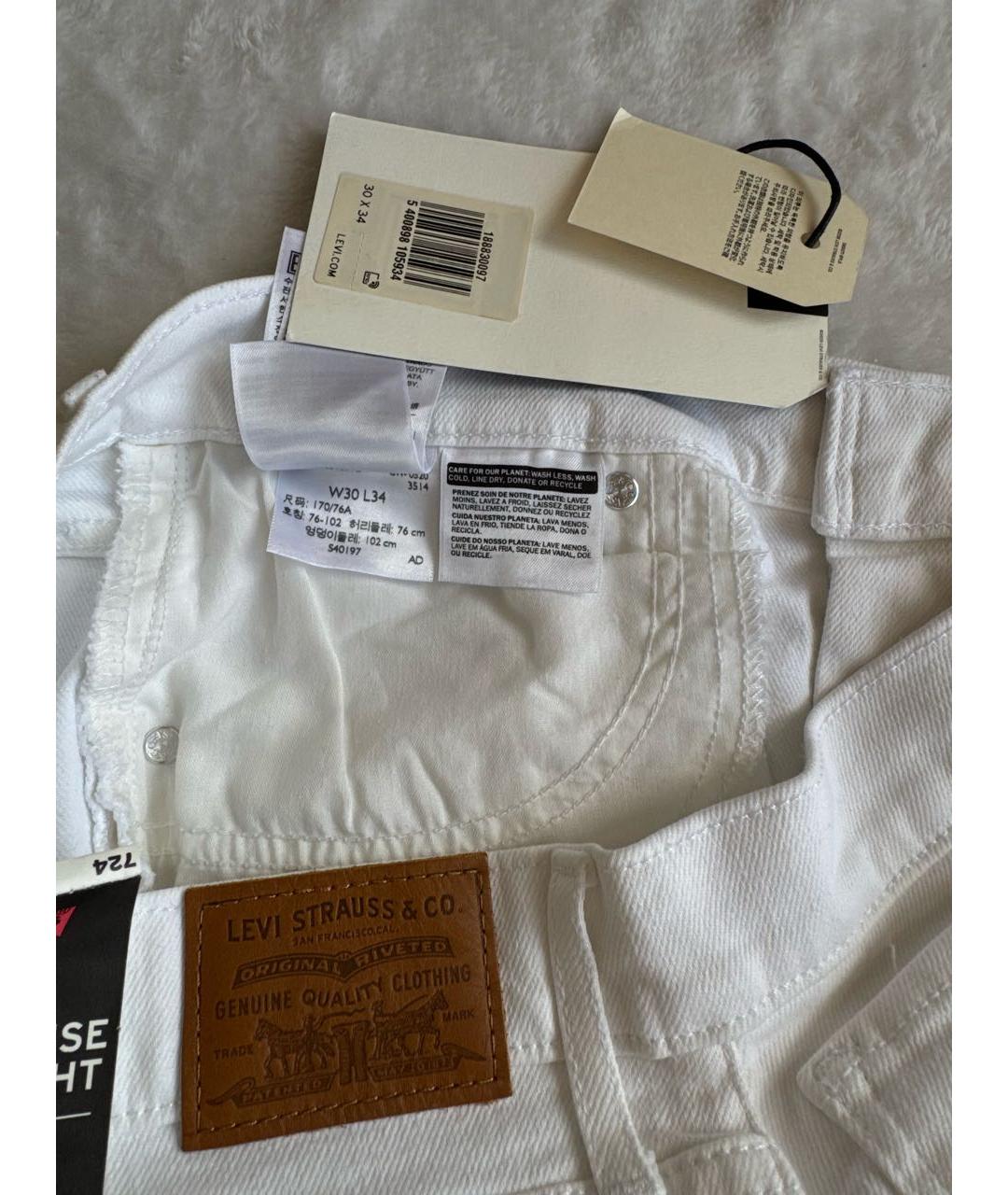 LEVI'S Белые хлопко-эластановые прямые джинсы, фото 8