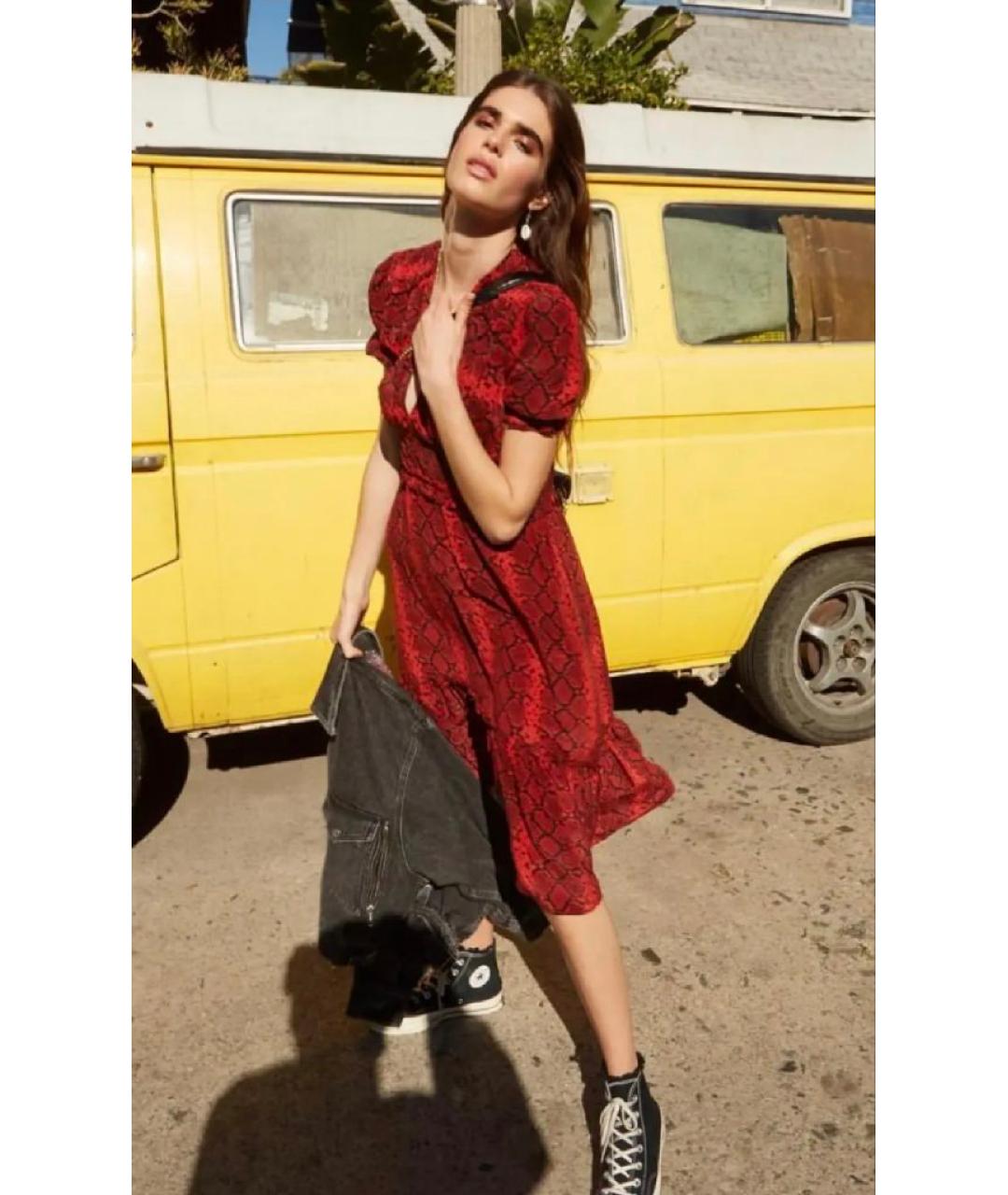 THE KOOPLES Бордовое шелковое повседневное платье, фото 8