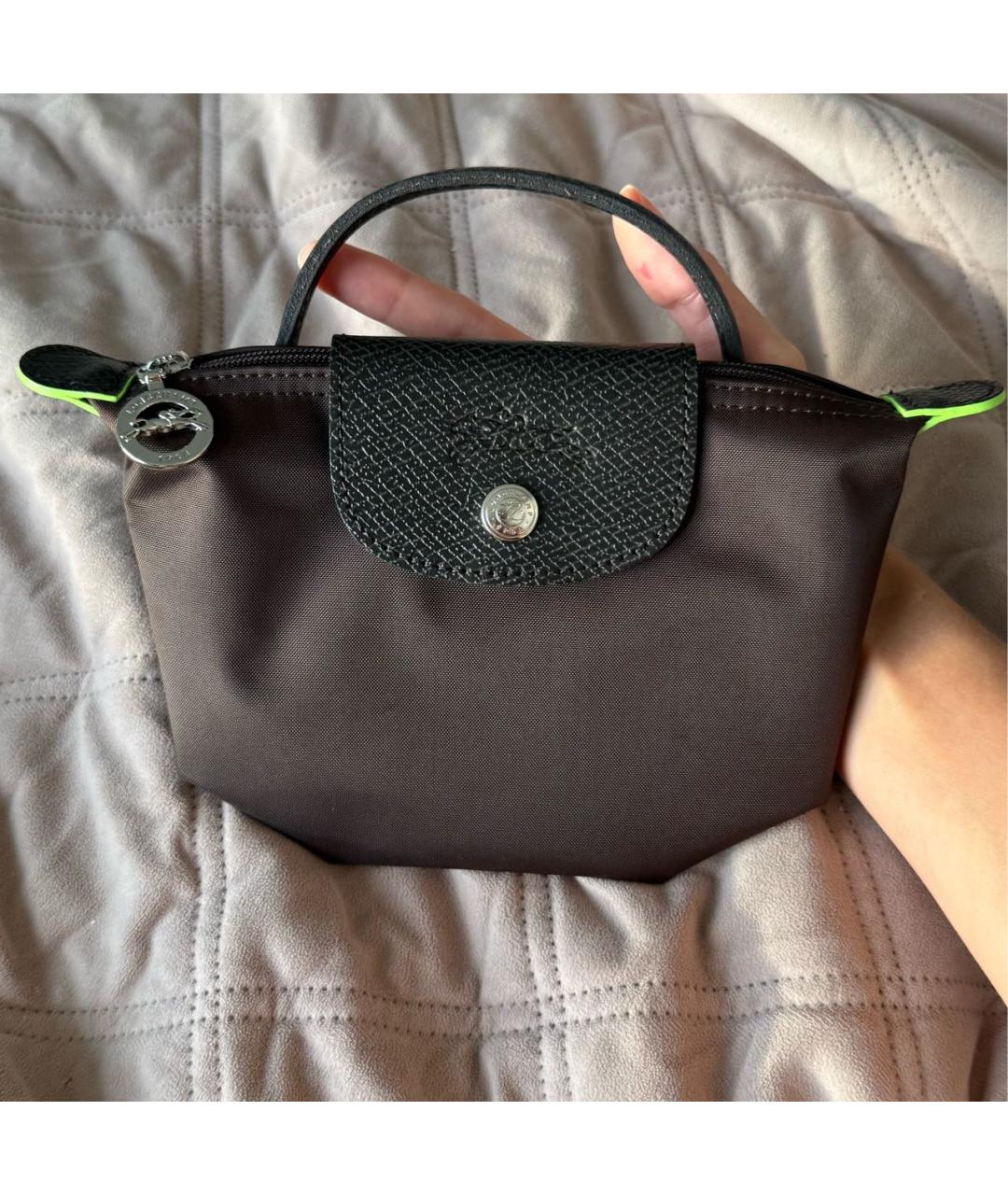 LONGCHAMP Коричневая нейлоновая сумка с короткими ручками, фото 6
