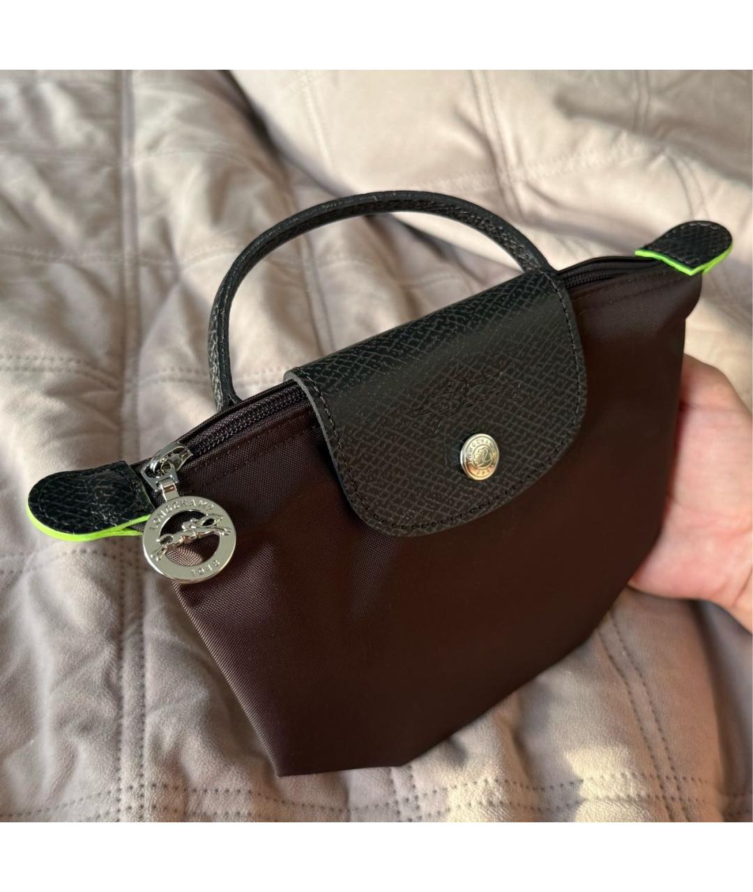 LONGCHAMP Коричневая нейлоновая сумка с короткими ручками, фото 2