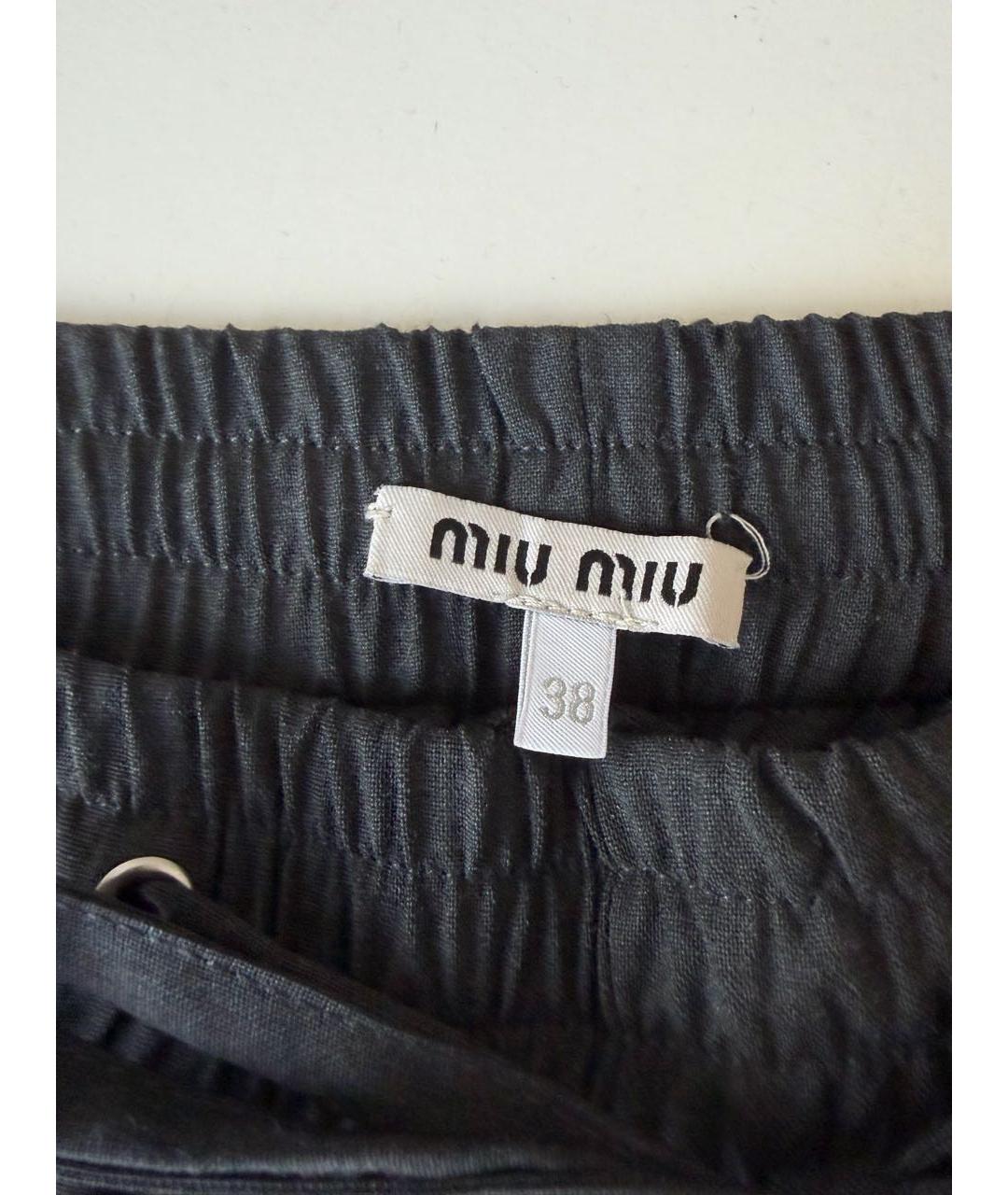 MIU MIU Антрацитовые шерстяные брюки широкие, фото 5