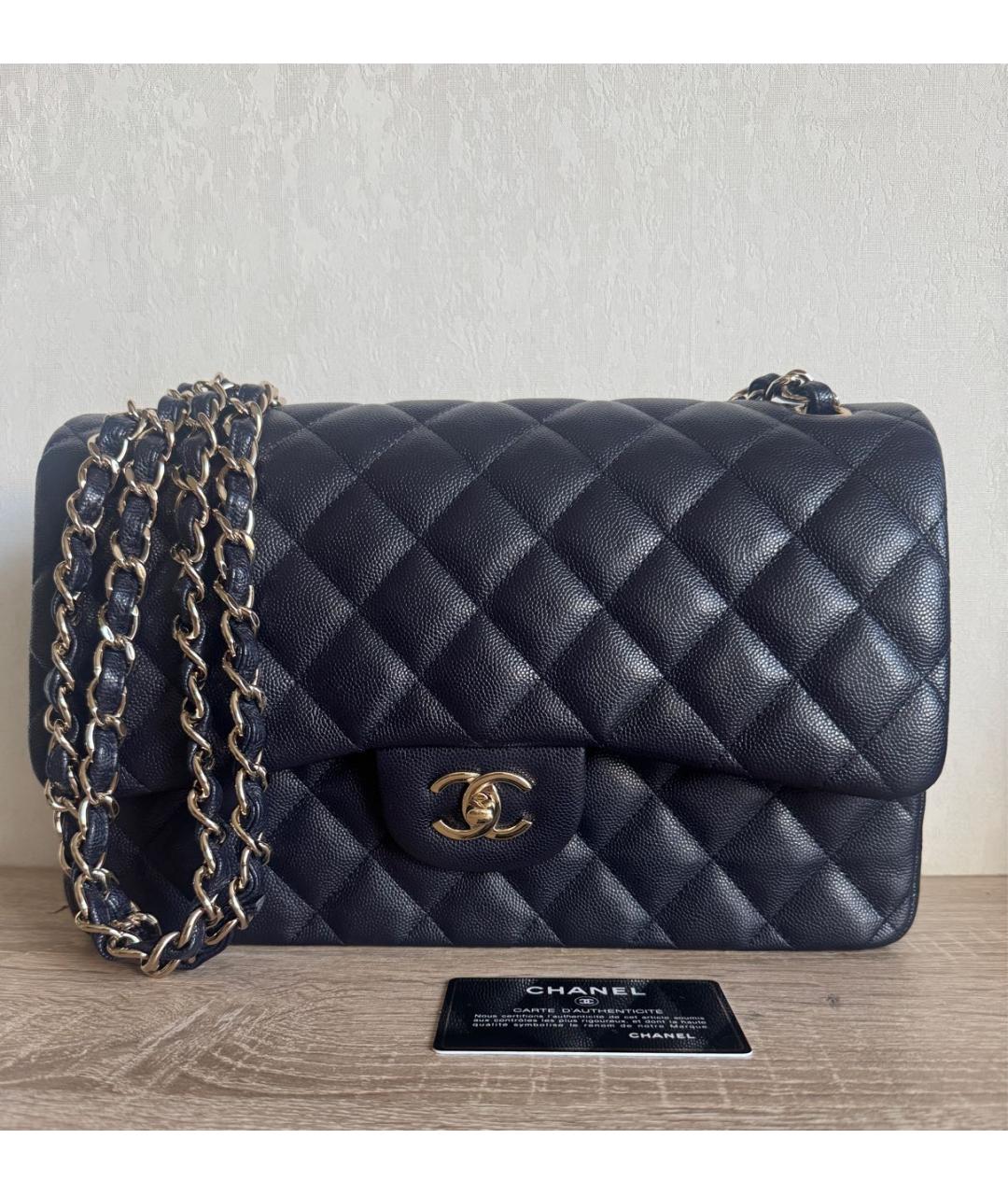 CHANEL Темно-синяя кожаная сумка через плечо, фото 9