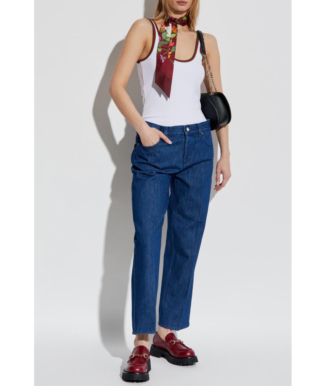 GUCCI Темно-синие хлопковые прямые джинсы, фото 4