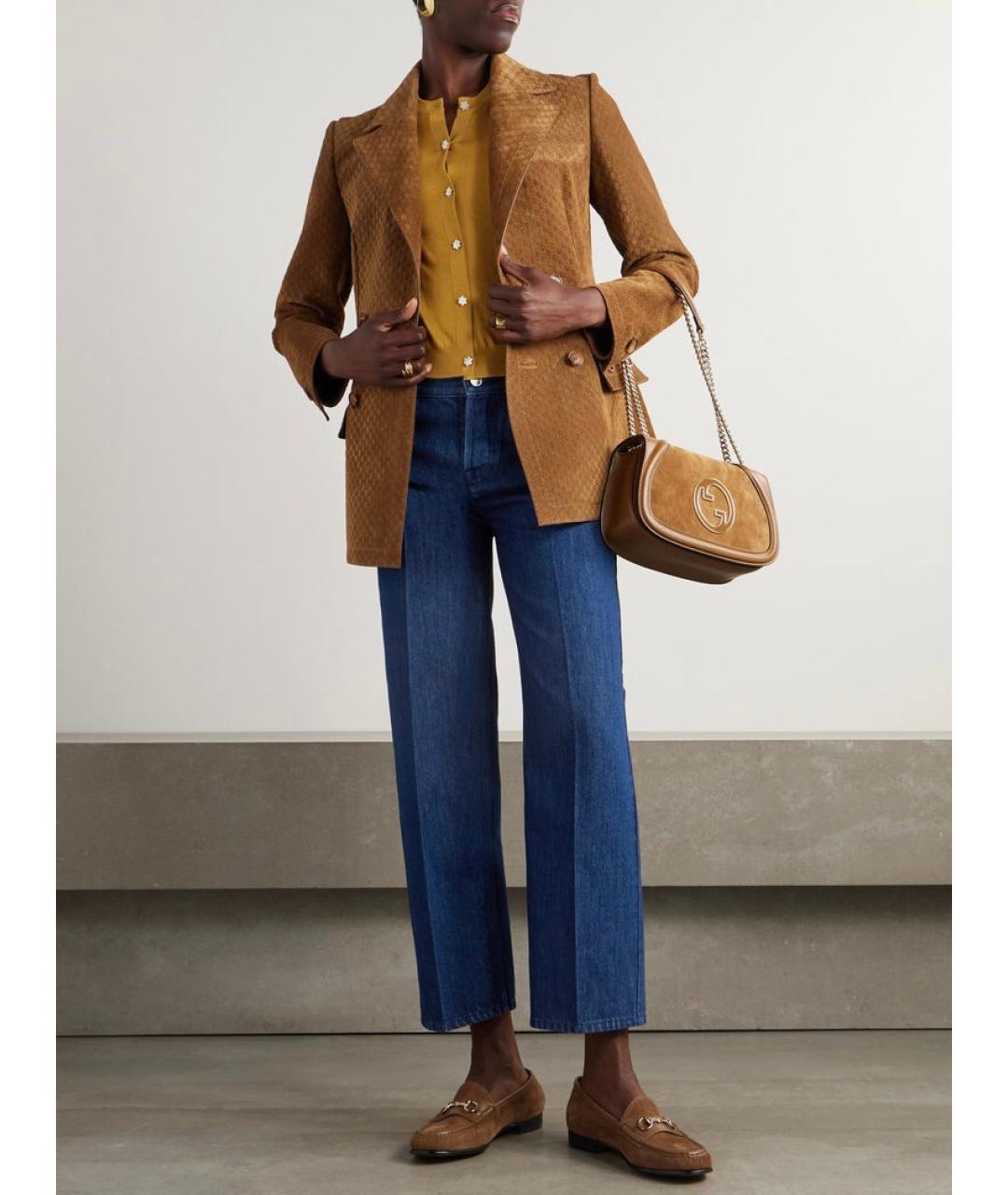 GUCCI Темно-синие хлопковые прямые джинсы, фото 5