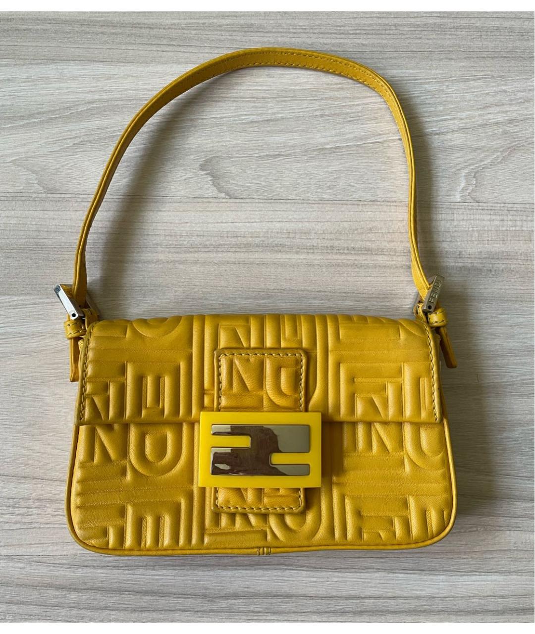 FENDI Желтая кожаная сумка через плечо, фото 9