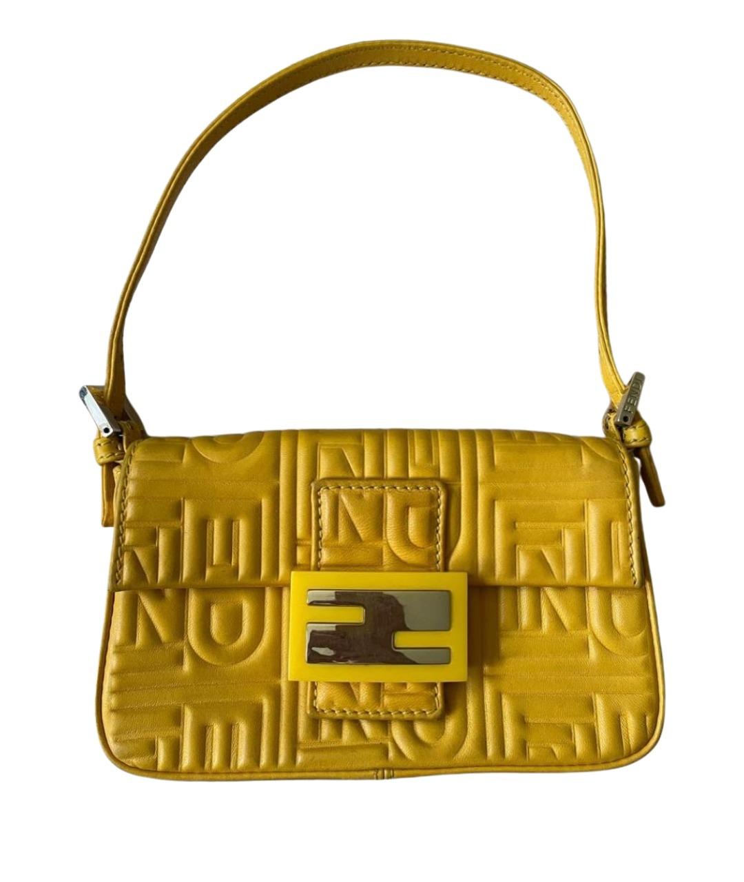 FENDI Желтая кожаная сумка через плечо, фото 1