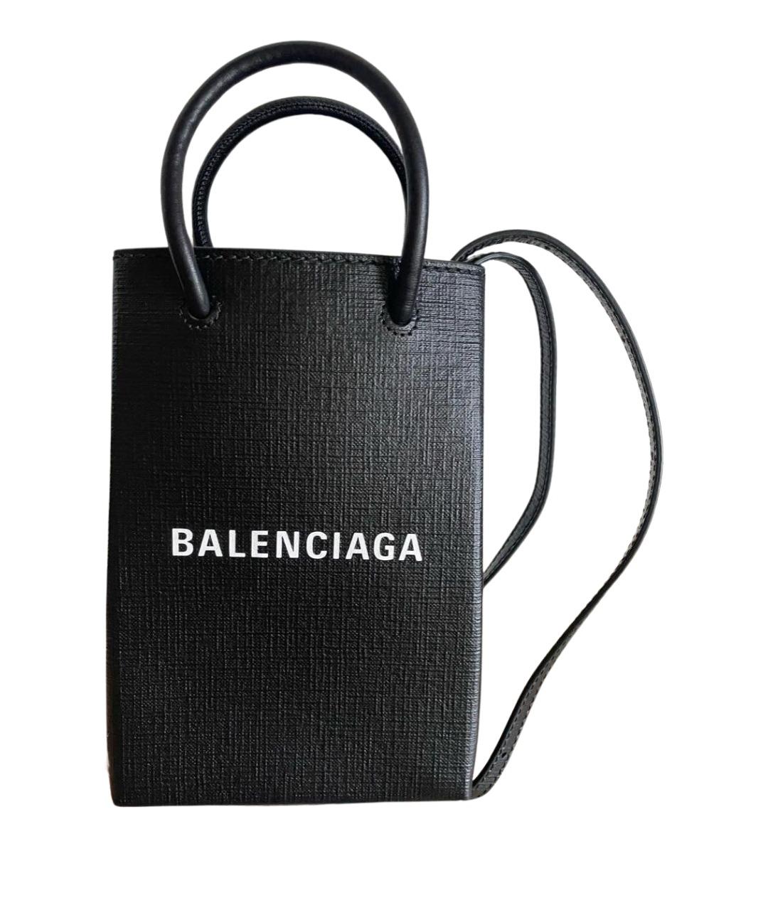 BALENCIAGA Черная кожаная сумка через плечо, фото 1