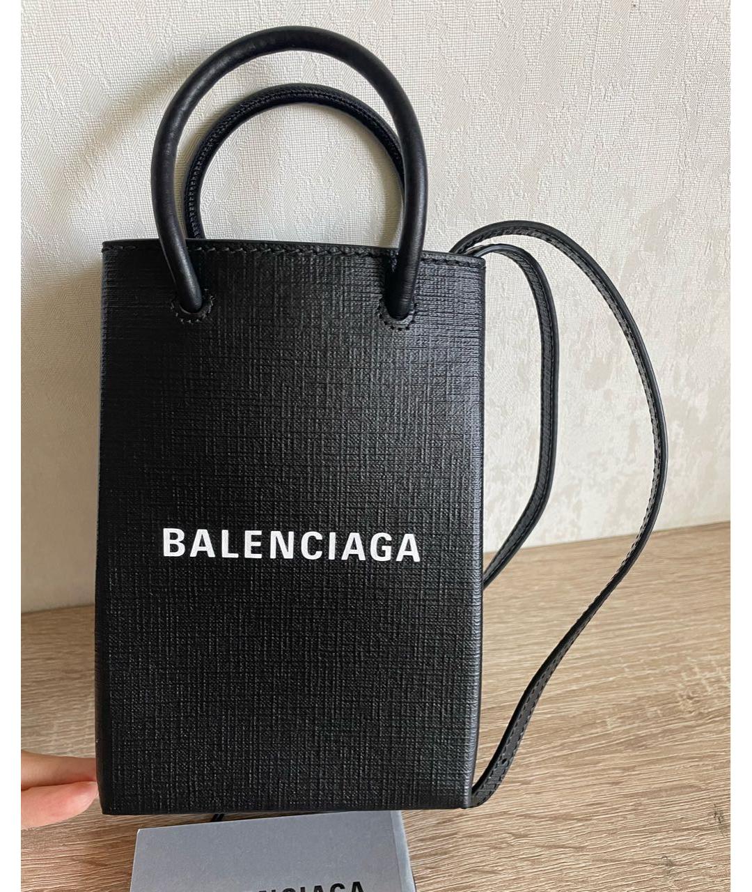BALENCIAGA Черная кожаная сумка через плечо, фото 9