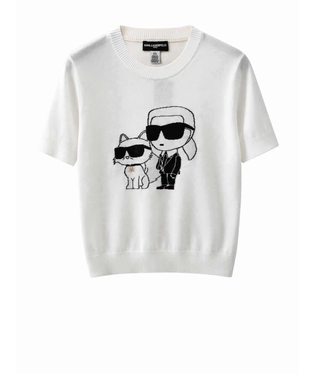 KARL LAGERFELD Белый хлопко-эластановый джемпер / свитер, фото 1