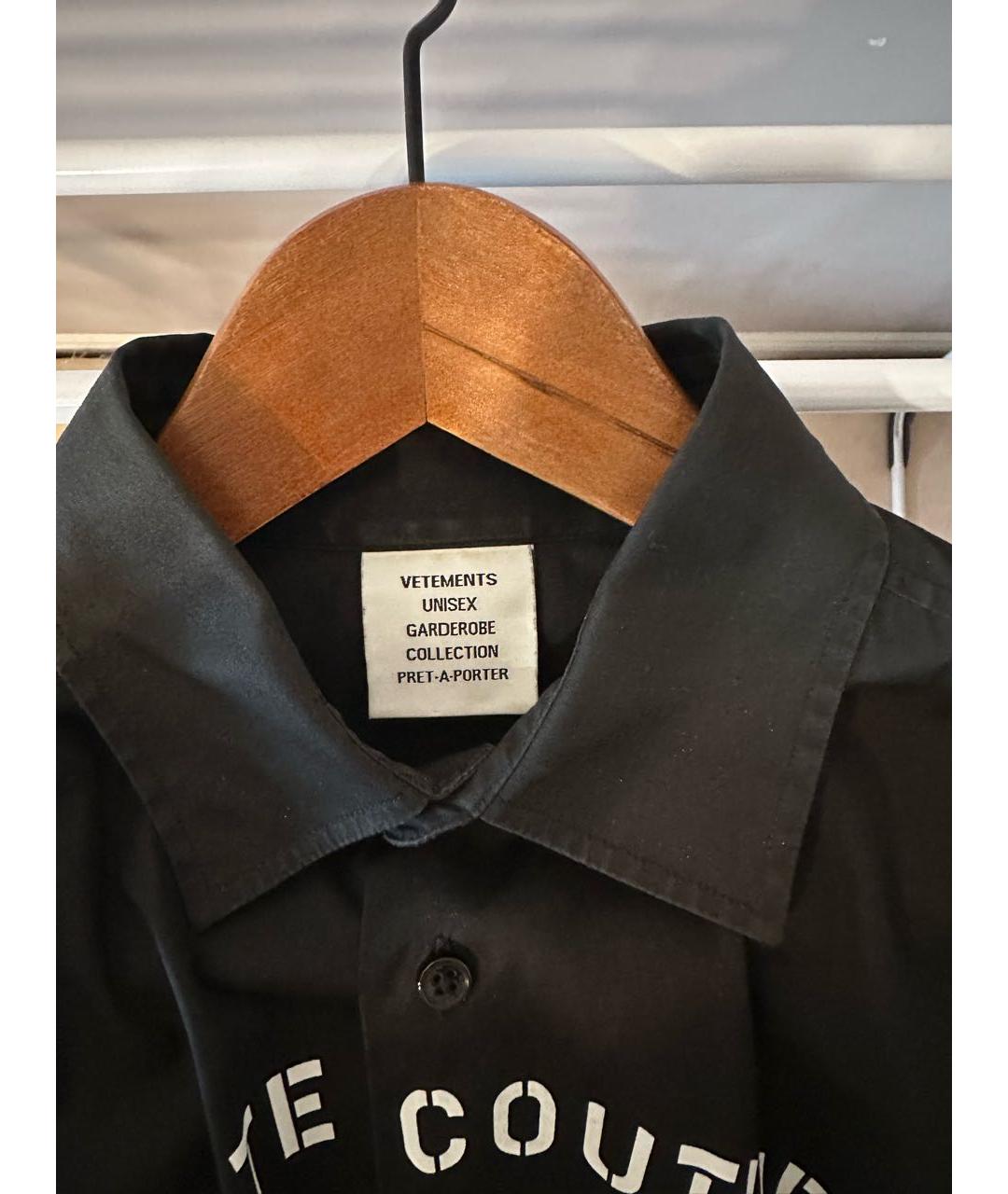 VETEMENTS Черная хлопковая кэжуал рубашка, фото 3
