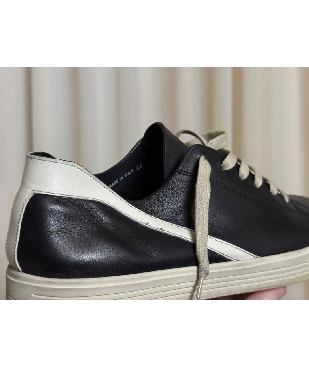 RICK OWENS Черные кожаные низкие кроссовки / кеды, фото 3