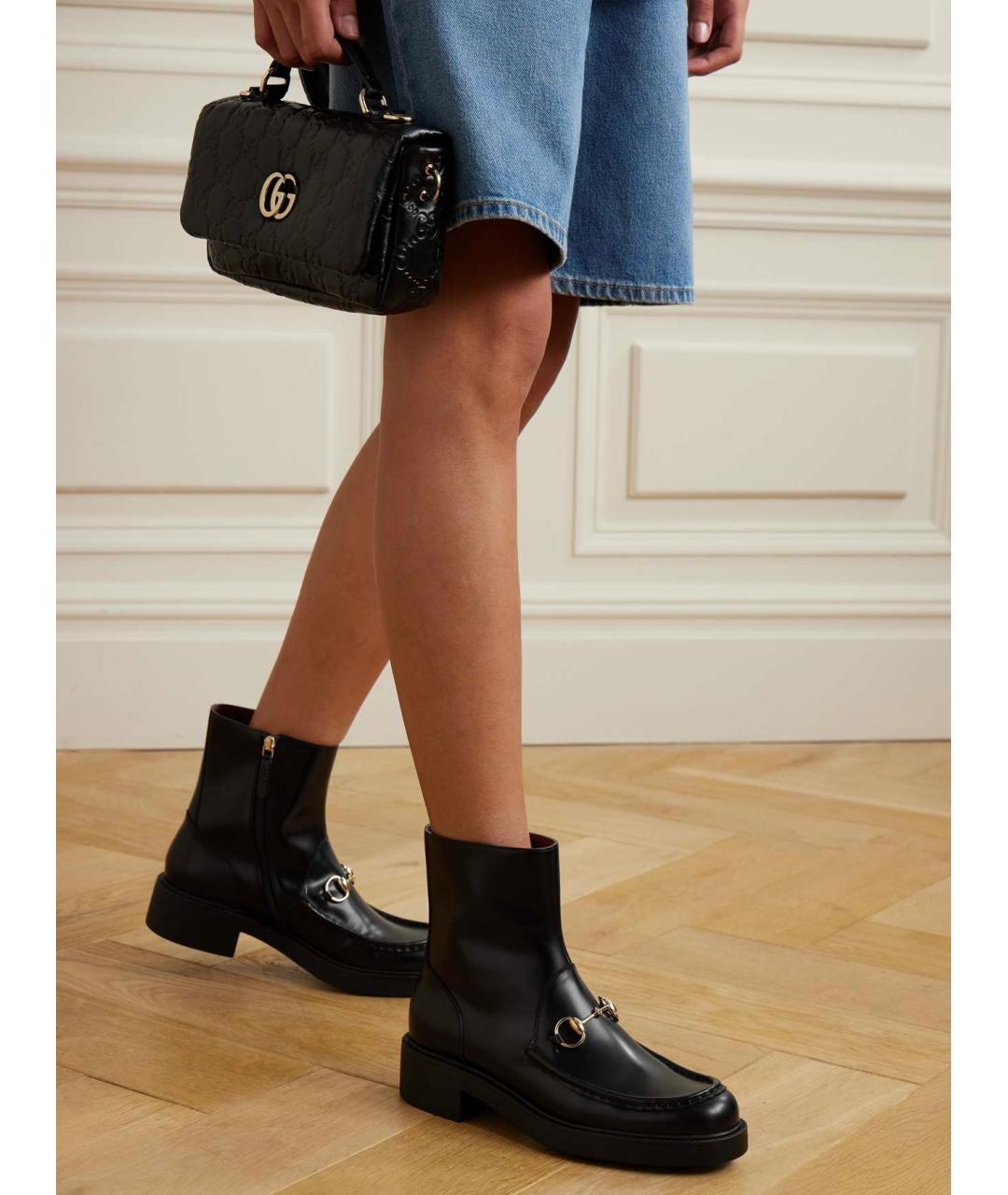 GUCCI Черные кожаные полусапоги, фото 8