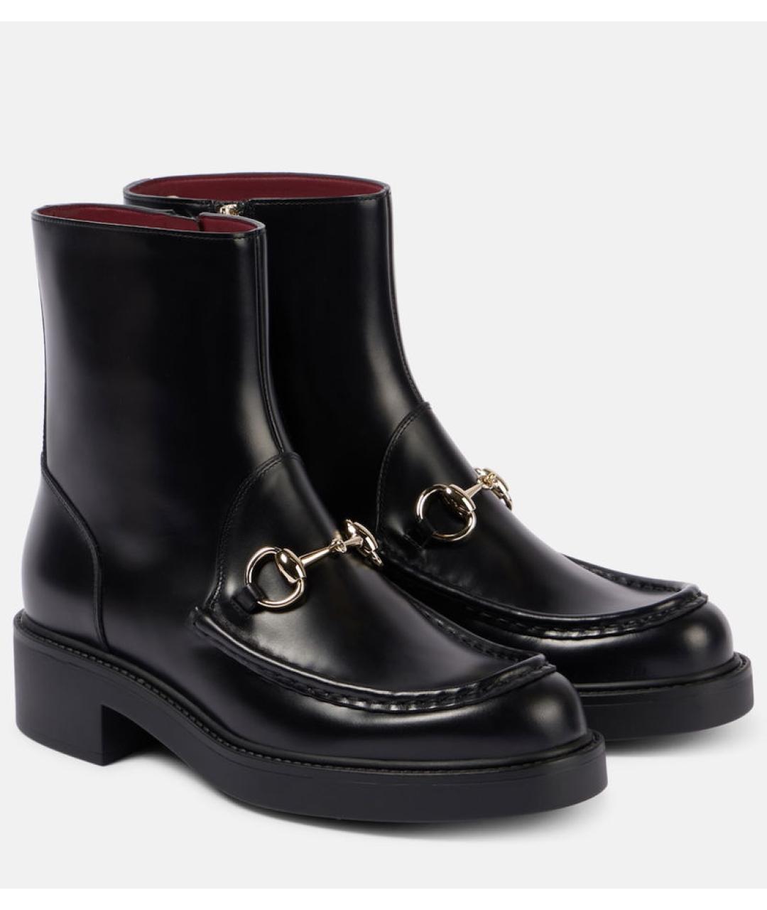 GUCCI Черные кожаные полусапоги, фото 5