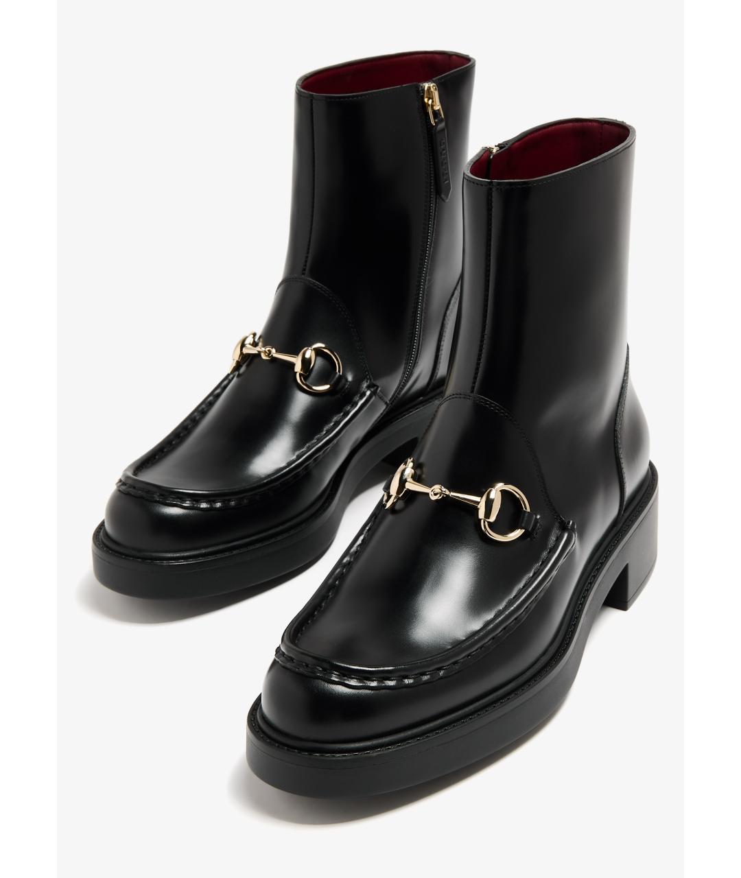 GUCCI Черные кожаные полусапоги, фото 2