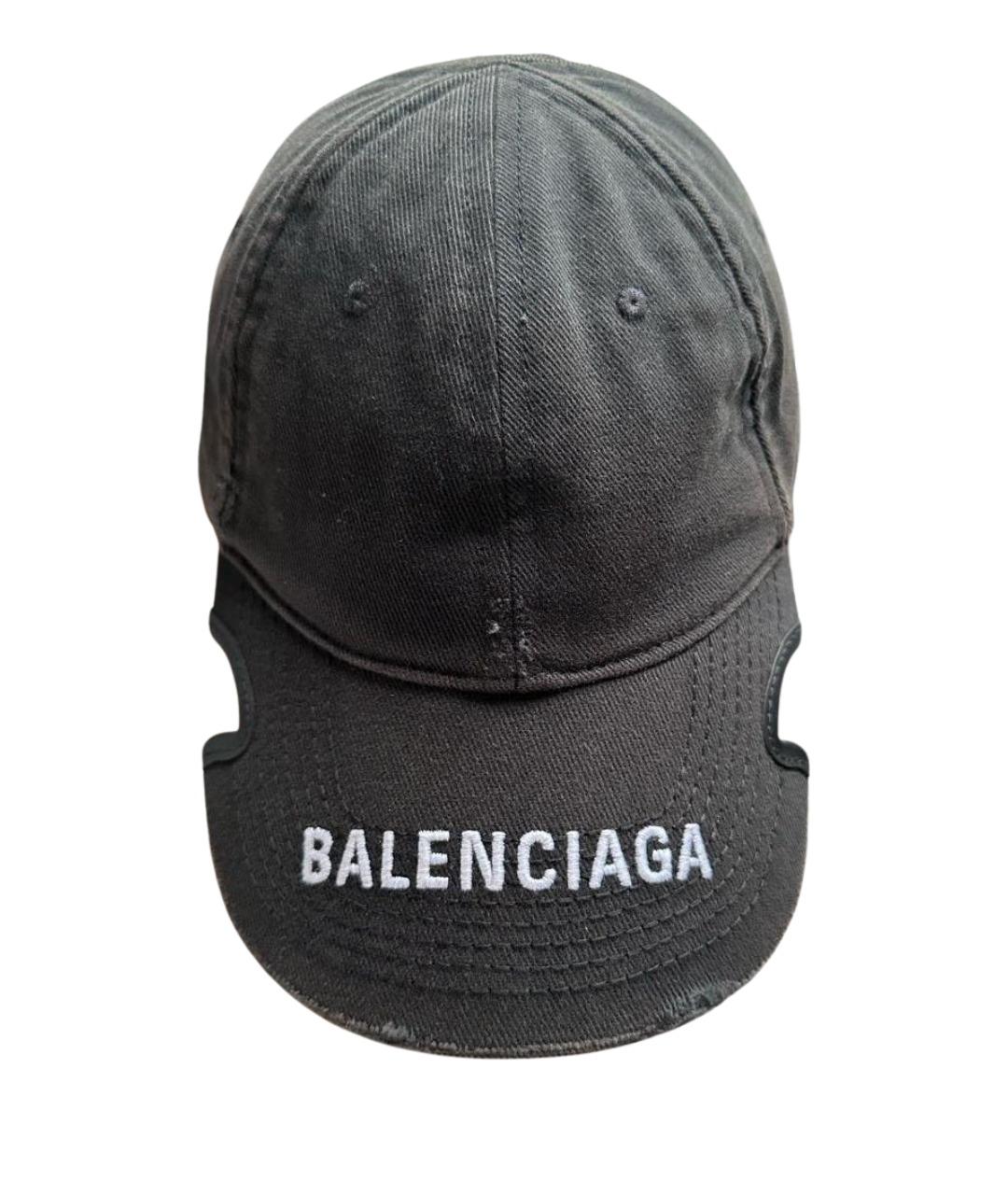 BALENCIAGA Антрацитовая хлопковая кепка/бейсболка, фото 1