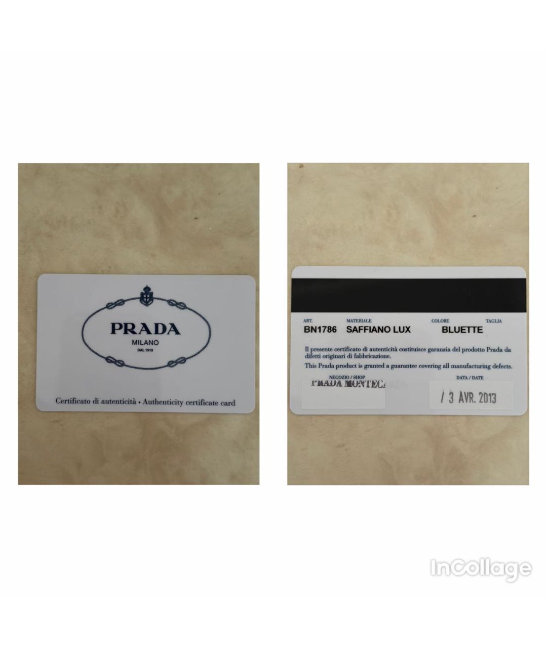 PRADA Темно-синяя кожаная сумка тоут, фото 8