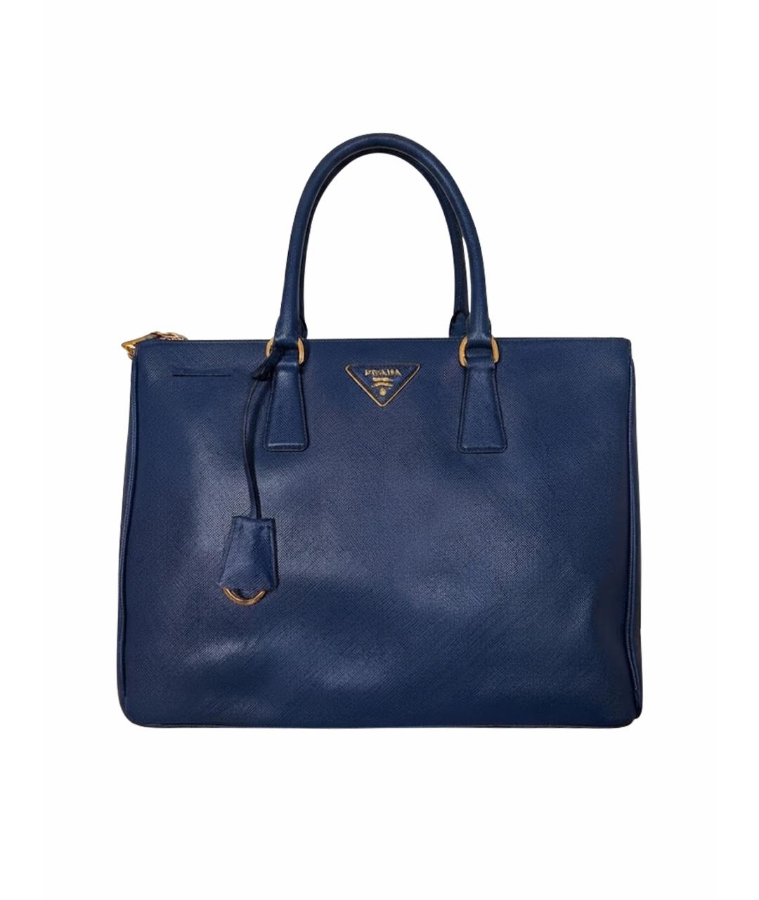 PRADA Темно-синяя кожаная сумка тоут, фото 1