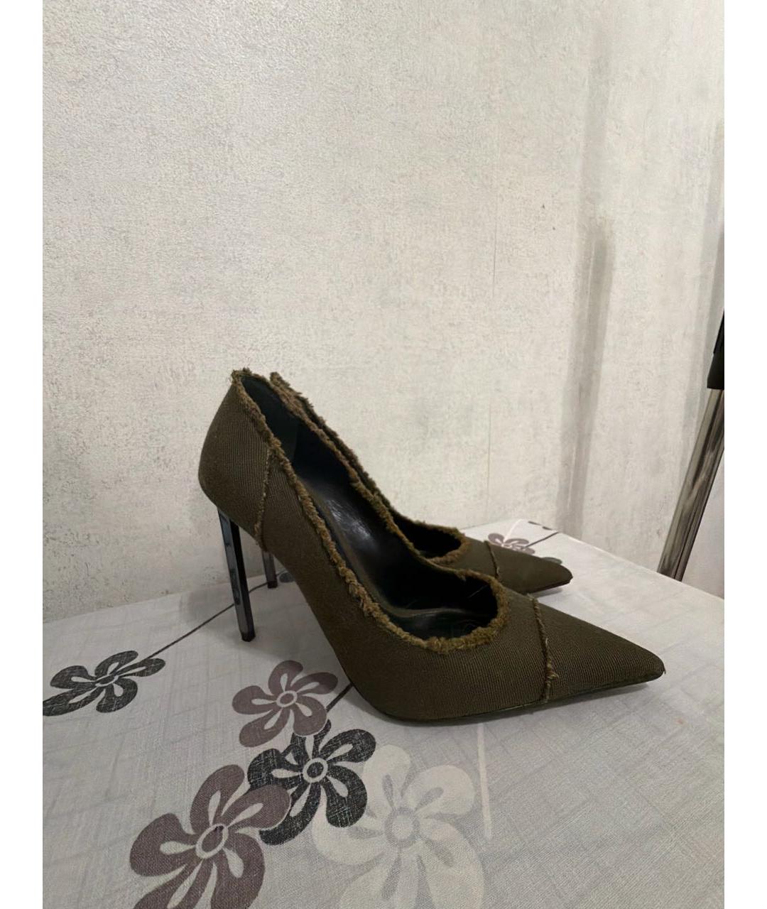 TOM FORD Хаки текстильные туфли, фото 5