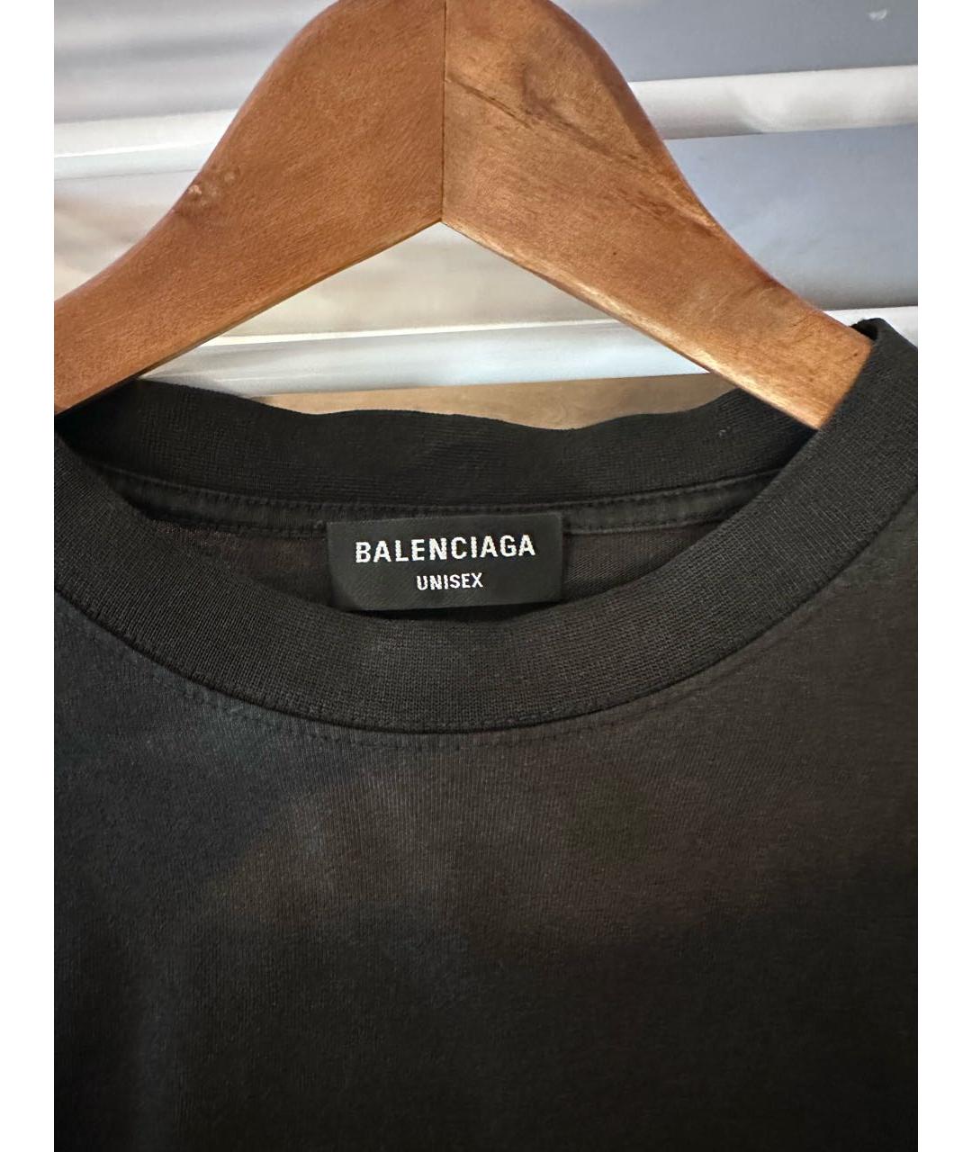 BALENCIAGA Антрацитовая хлопковая футболка, фото 2
