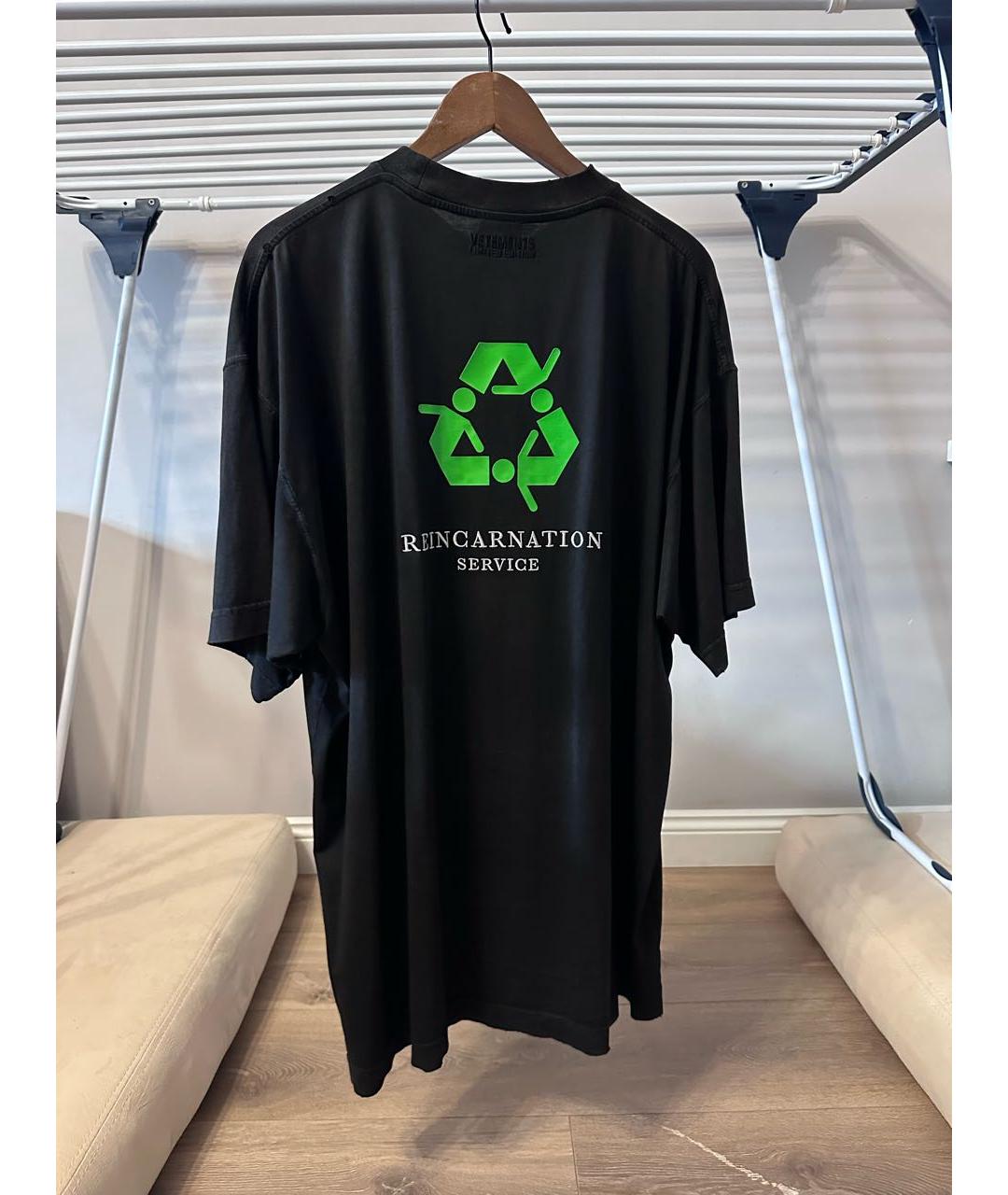 VETEMENTS Черная хлопковая футболка, фото 2