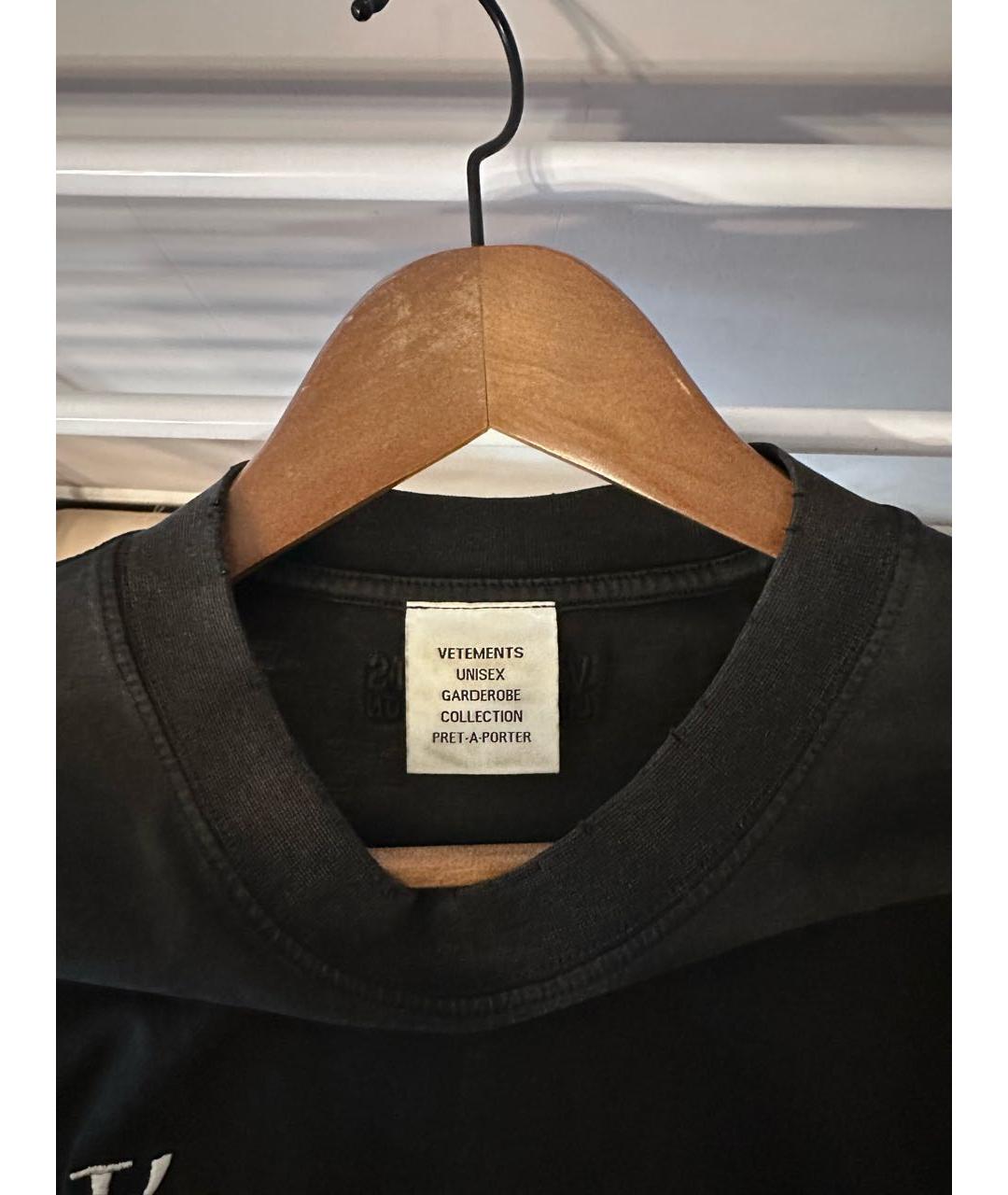 VETEMENTS Черная хлопковая футболка, фото 3