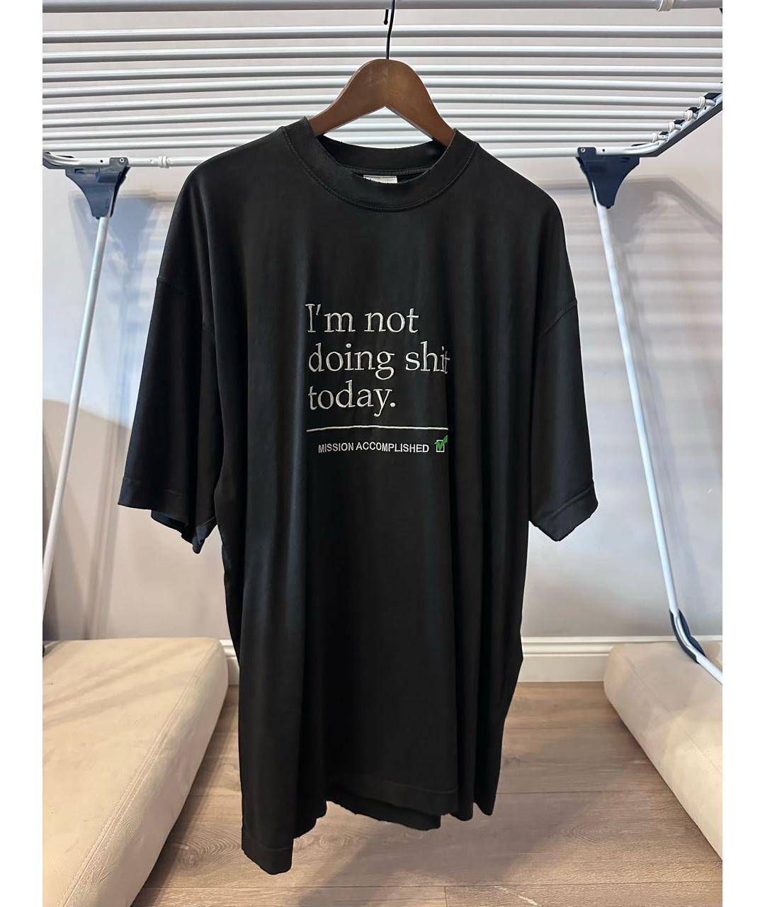 VETEMENTS Черная хлопковая футболка, фото 5