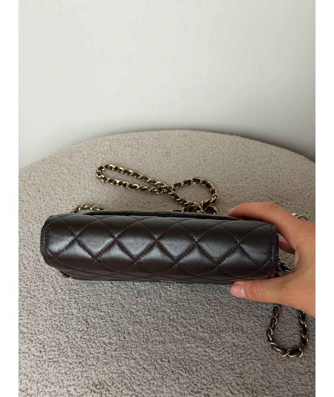 CHANEL Коричневая кожаная сумка через плечо, фото 4
