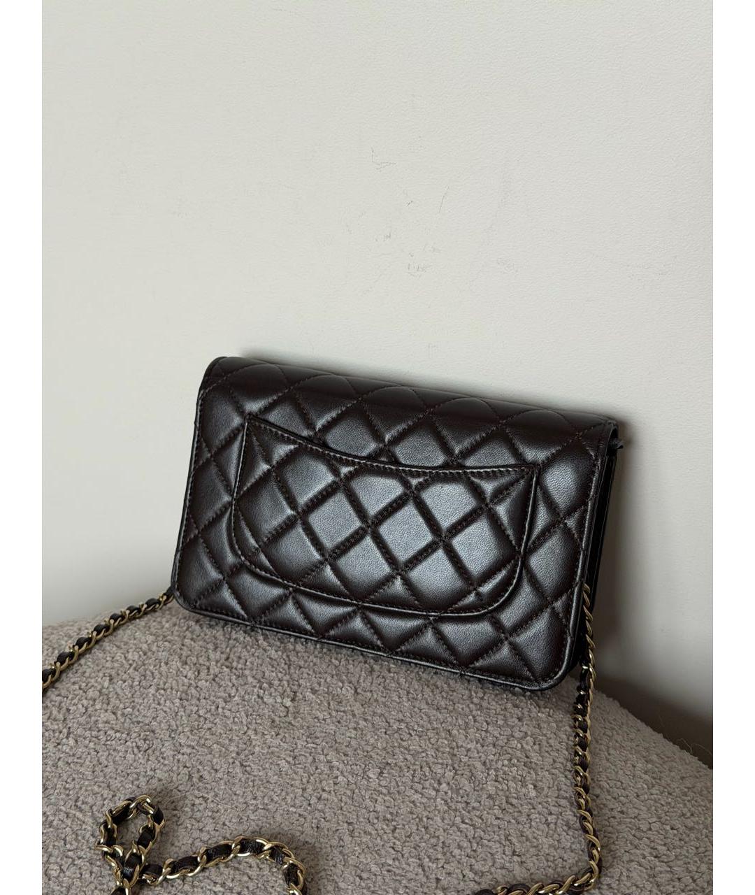 CHANEL Коричневая кожаная сумка через плечо, фото 5