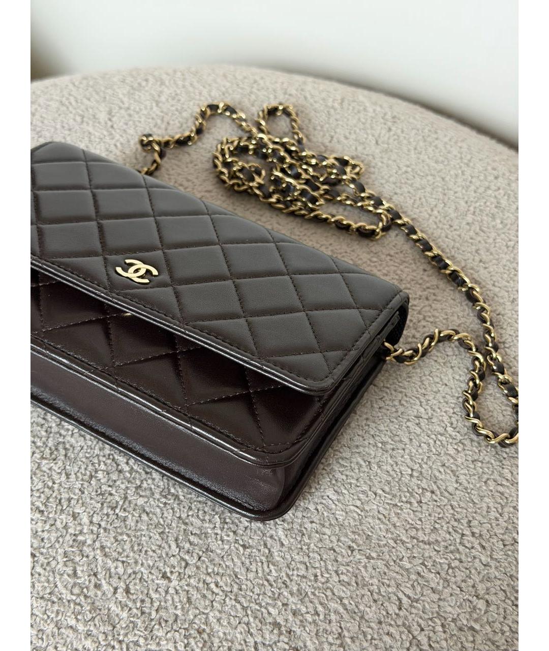 CHANEL Коричневая кожаная сумка через плечо, фото 7