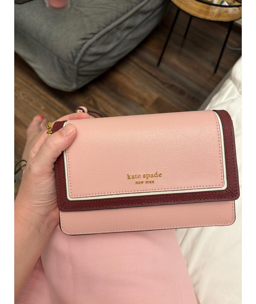 KATE SPADE Розовая кожаная сумка через плечо, фото 5