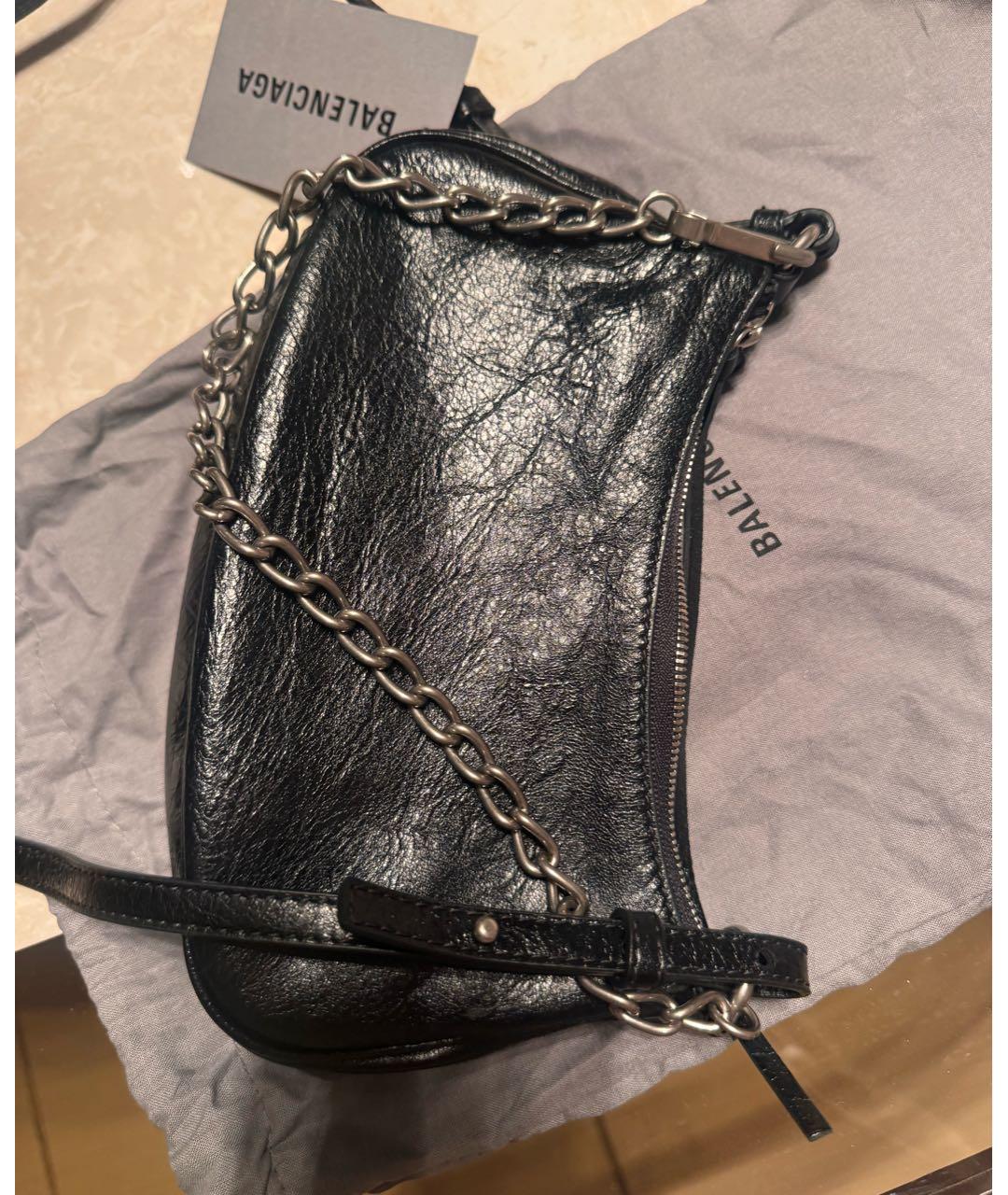 BALENCIAGA Черная кожаная сумка через плечо, фото 3