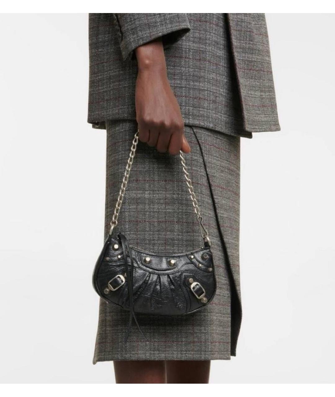 BALENCIAGA Черная кожаная сумка через плечо, фото 7