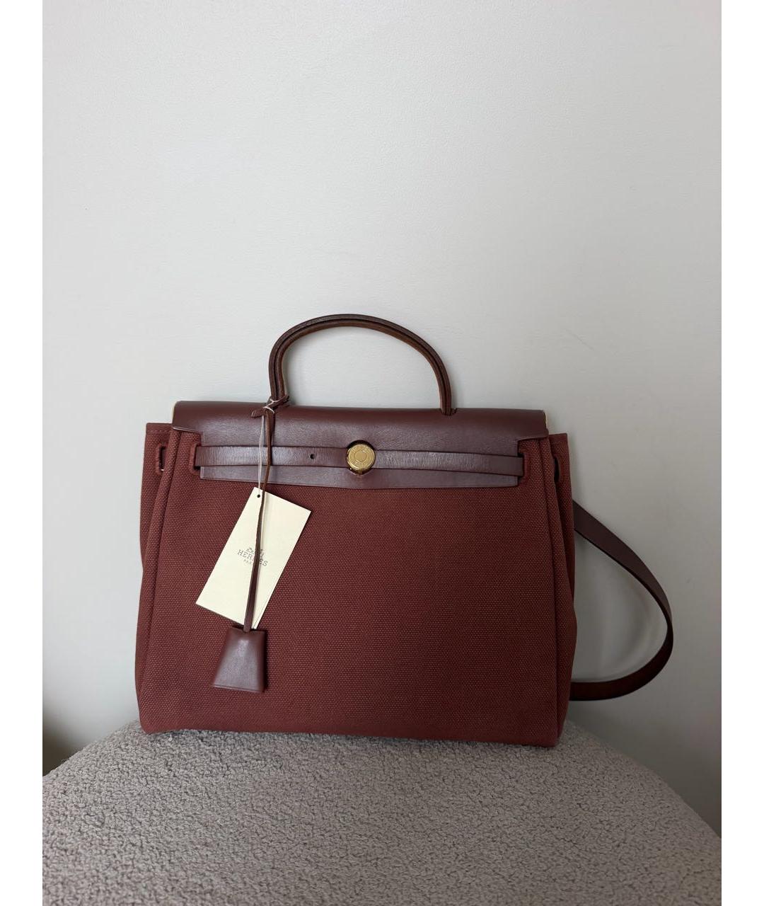 HERMES Бордовая кожаная сумка через плечо, фото 3