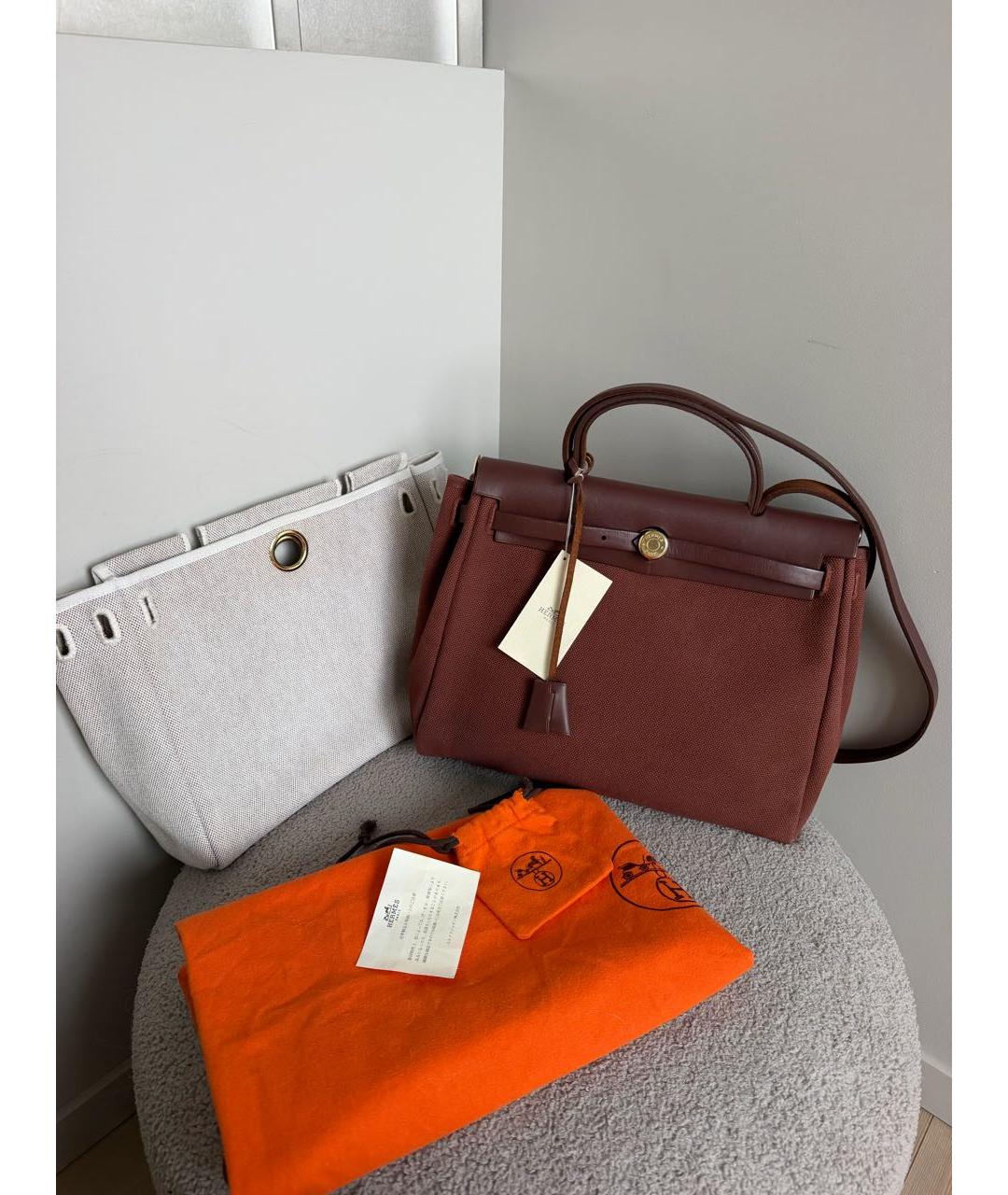 HERMES Бордовая кожаная сумка через плечо, фото 2