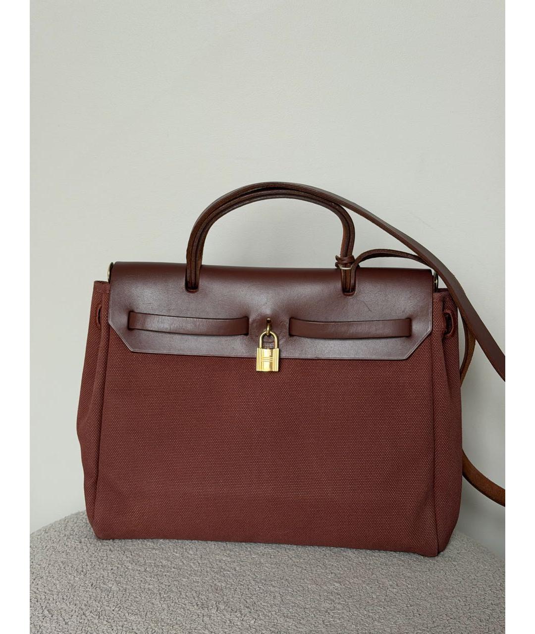 HERMES Бордовая кожаная сумка через плечо, фото 5