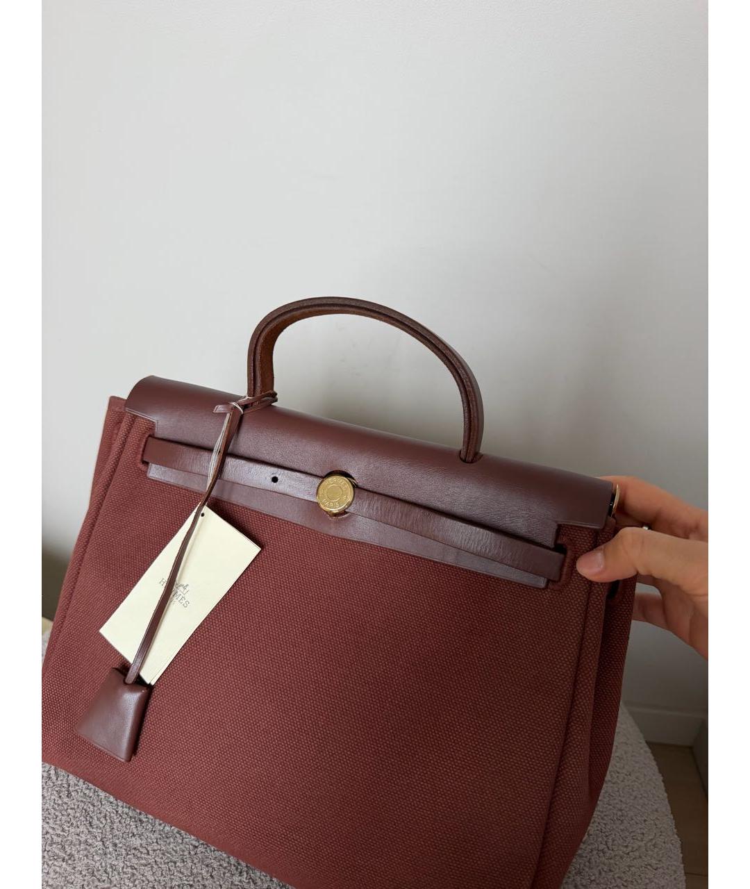 HERMES Бордовая кожаная сумка через плечо, фото 4