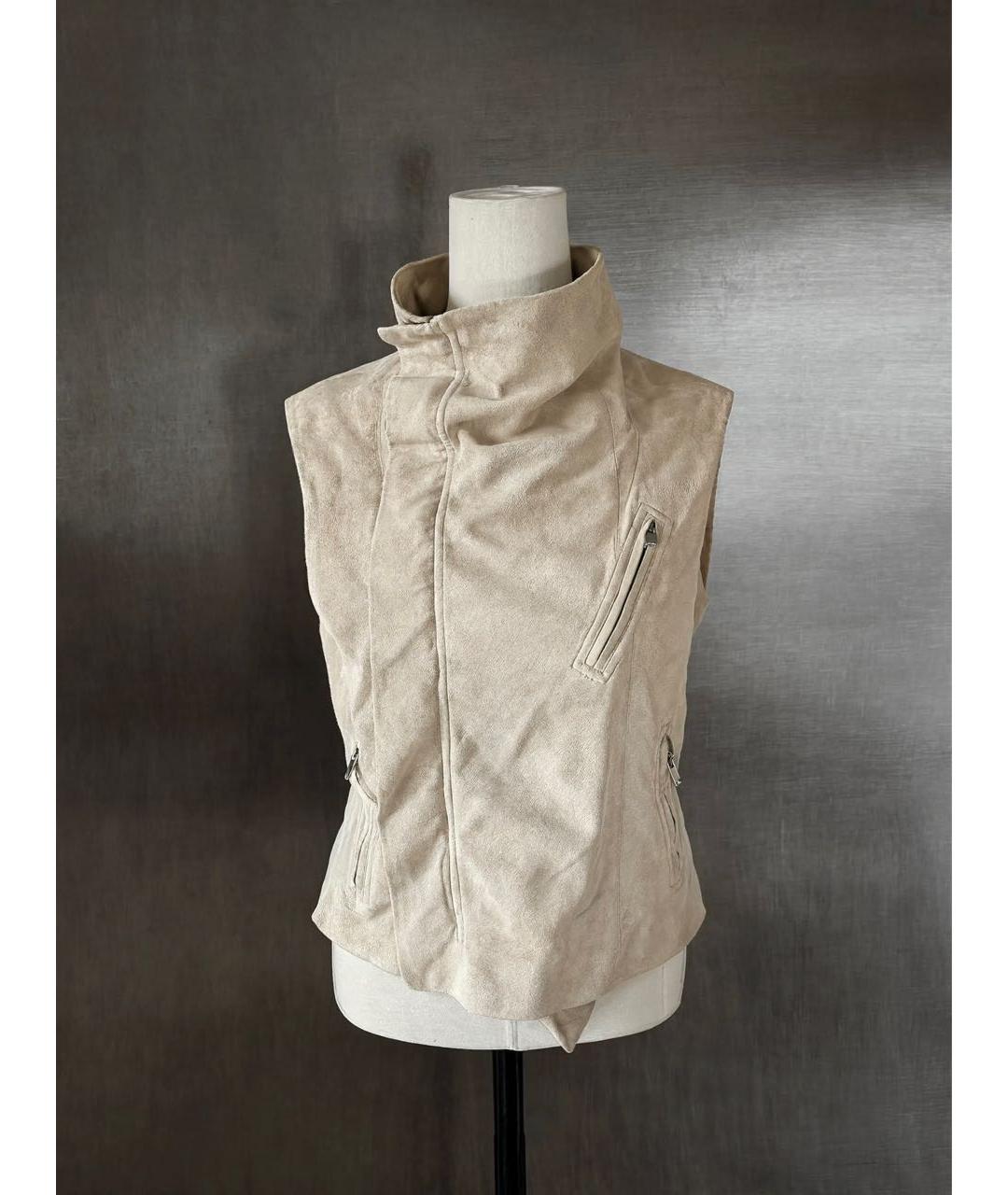 RICK OWENS Бежевый кожаный жилет, фото 2