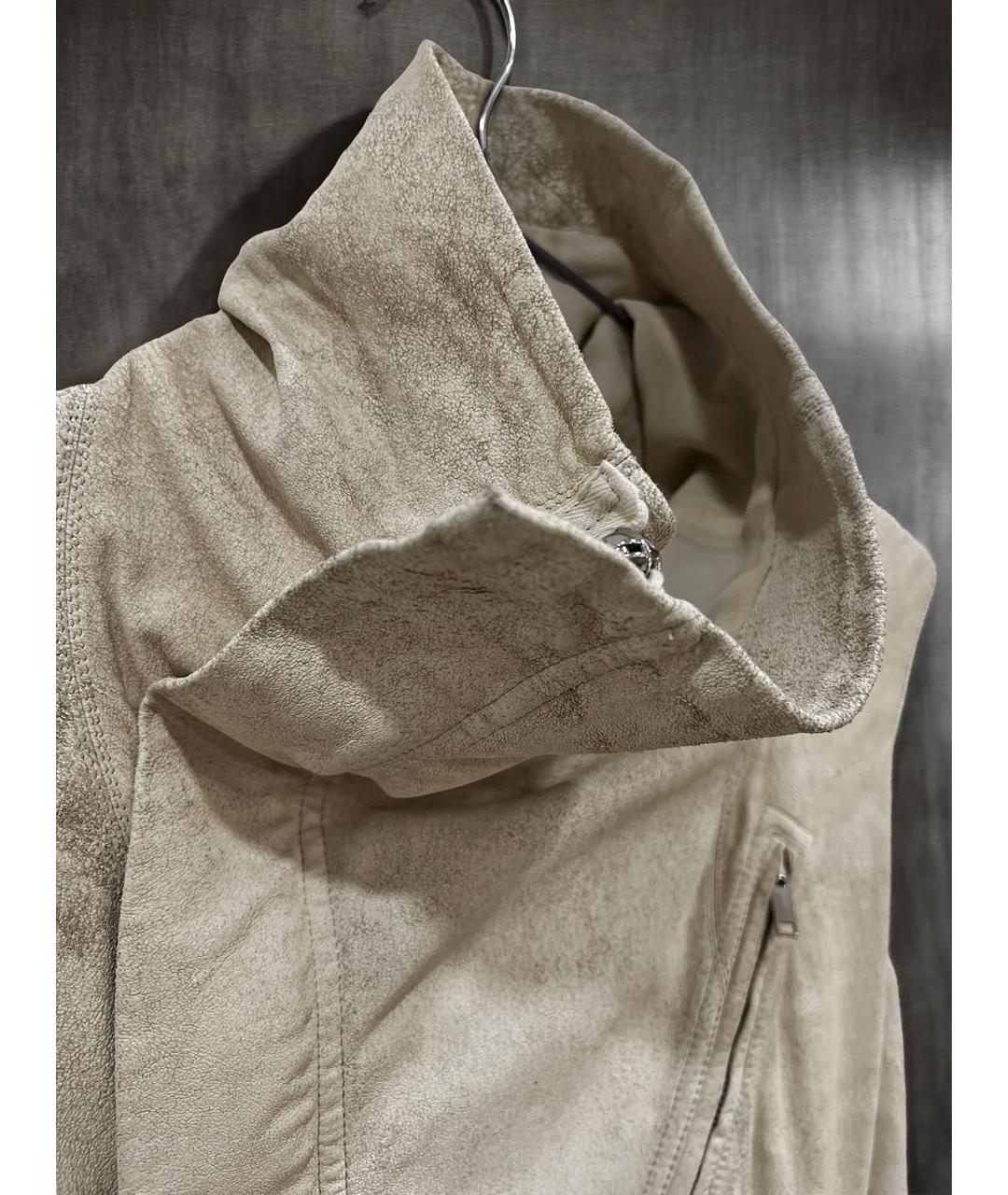 RICK OWENS Бежевый кожаный жилет, фото 4