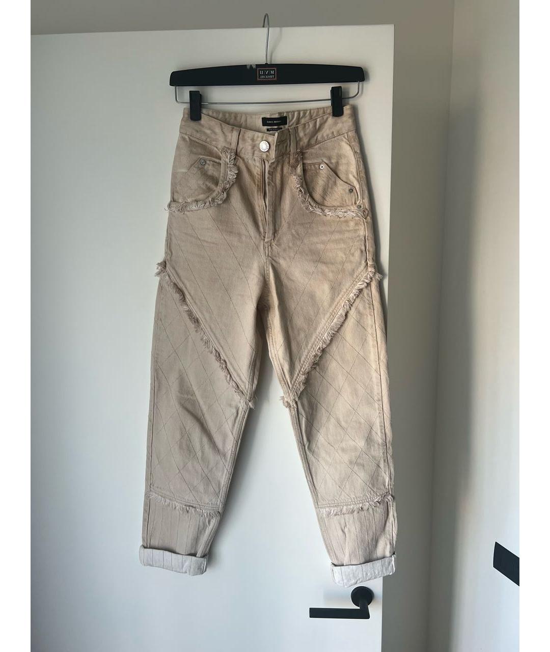 ISABEL MARANT Бежевые хлопковые прямые джинсы, фото 5