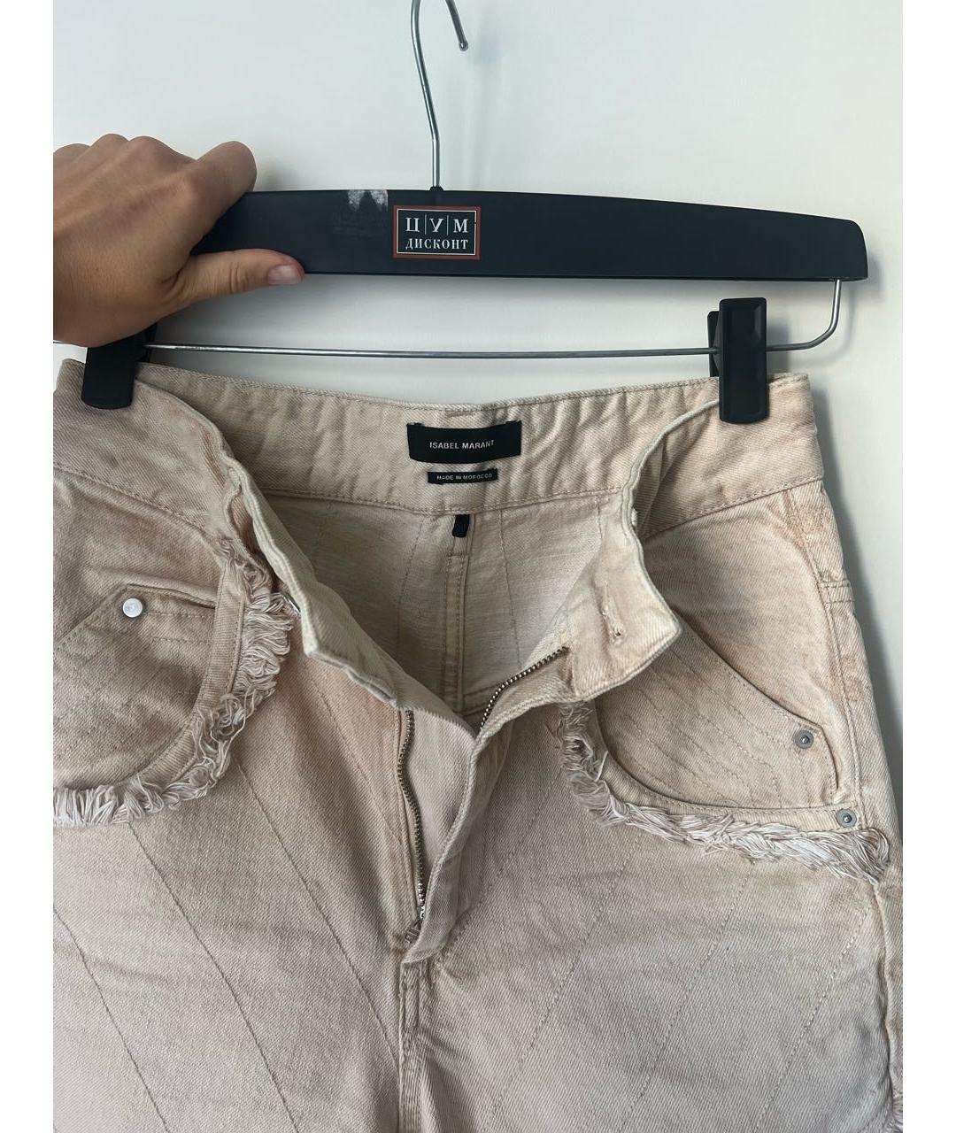 ISABEL MARANT Бежевые хлопковые прямые джинсы, фото 3