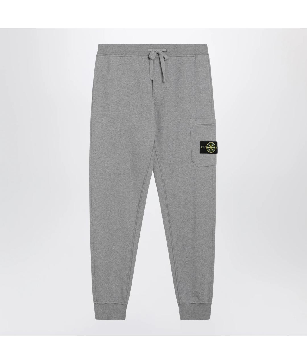 STONE ISLAND Серые хлопковые повседневные брюки, фото 3