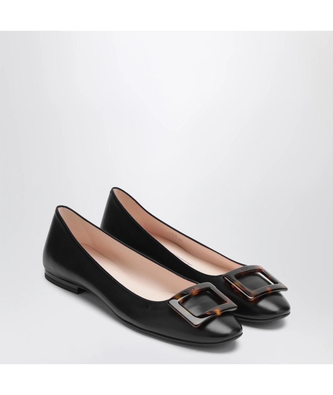 ROGER VIVIER Черные кожаные балетки, фото 2