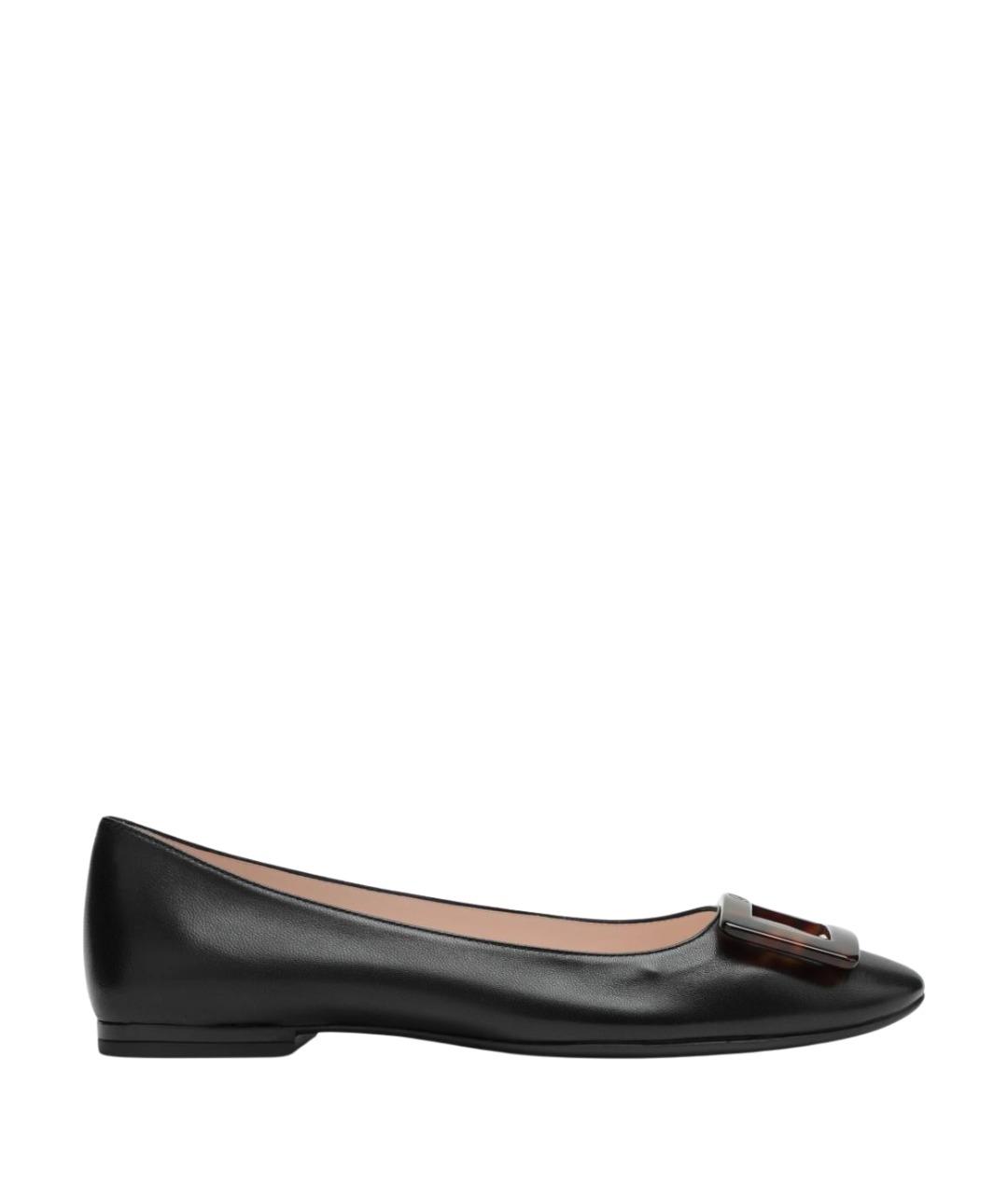 ROGER VIVIER Черные кожаные балетки, фото 1
