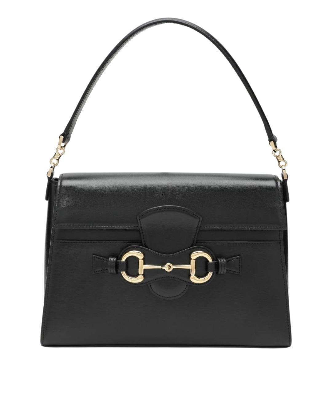GUCCI Черная кожаная сумка с короткими ручками, фото 1
