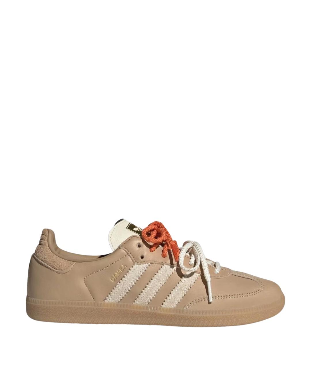 ADIDAS Бежевые кожаные низкие кроссовки / кеды, фото 1