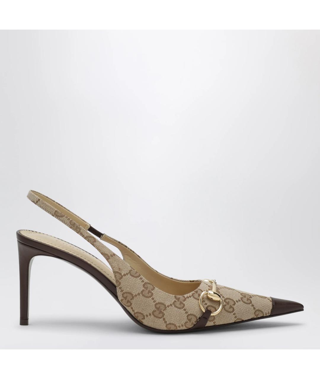 GUCCI Бежевые текстильные туфли, фото 3